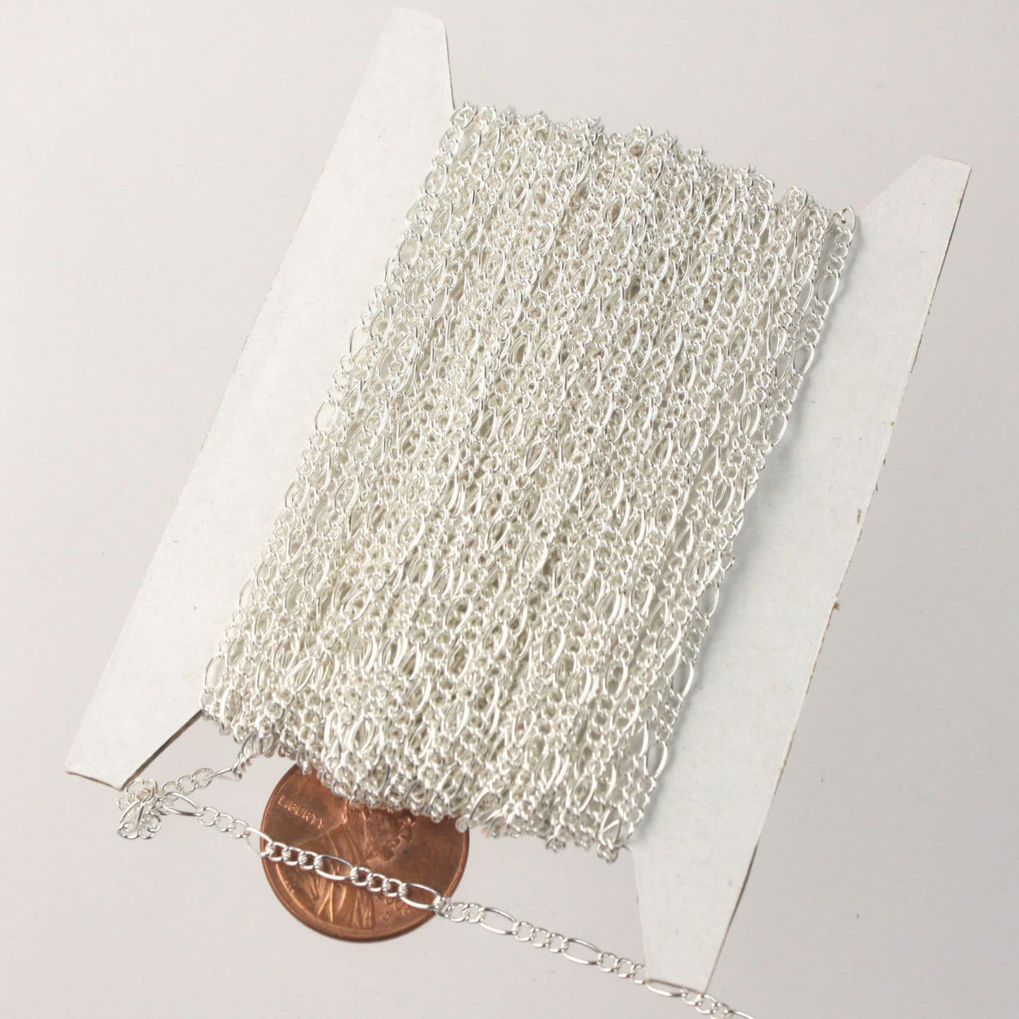 Sterling Silver Plated Chain Bulk Chain, 10 feet Spool of SOLDERED Sturdy figaro chain 2x4.5mm - Necklace DIY Bulk Chain - 245FIGARO