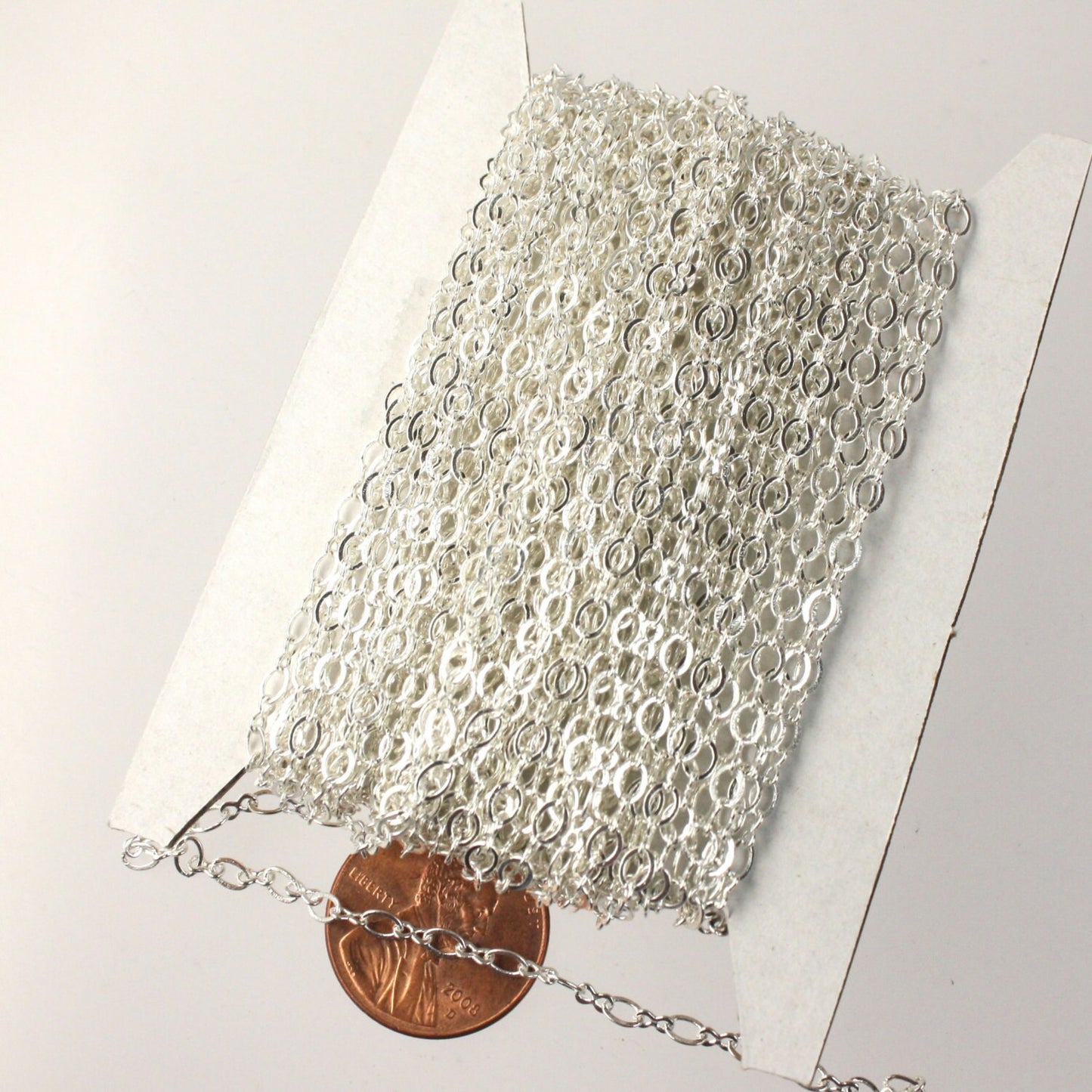 NEW 10 ft spool of Silver Plated SOLDERED Figure 8 Connector Chain - 3.9x2.7mm links - 843F