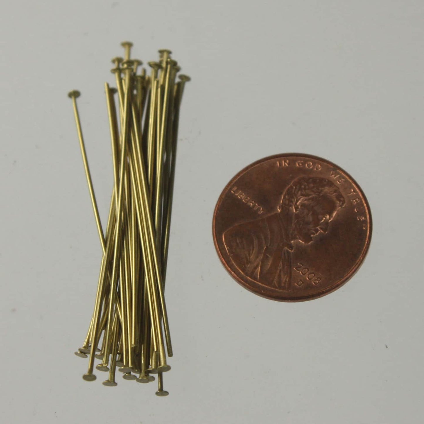 Bulk/FingerPick 250 pcs of RAW Brass round headpin - 38mm/1.5 inch 22 gauge - TPIN-22G-38