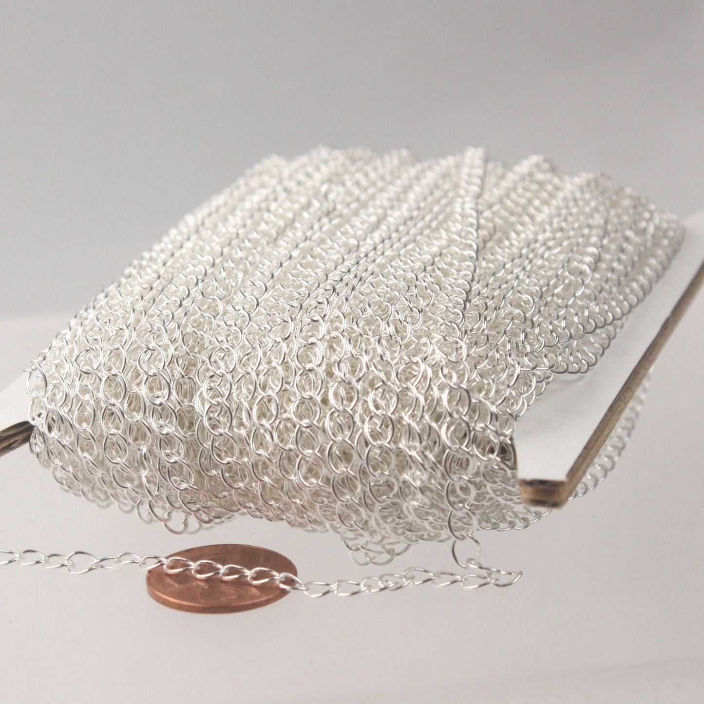 32 ft Sterling Silver Plated SOLDER Curb Chain EXTENDER Chain - 4x3mm Soldered Link - 43CURB