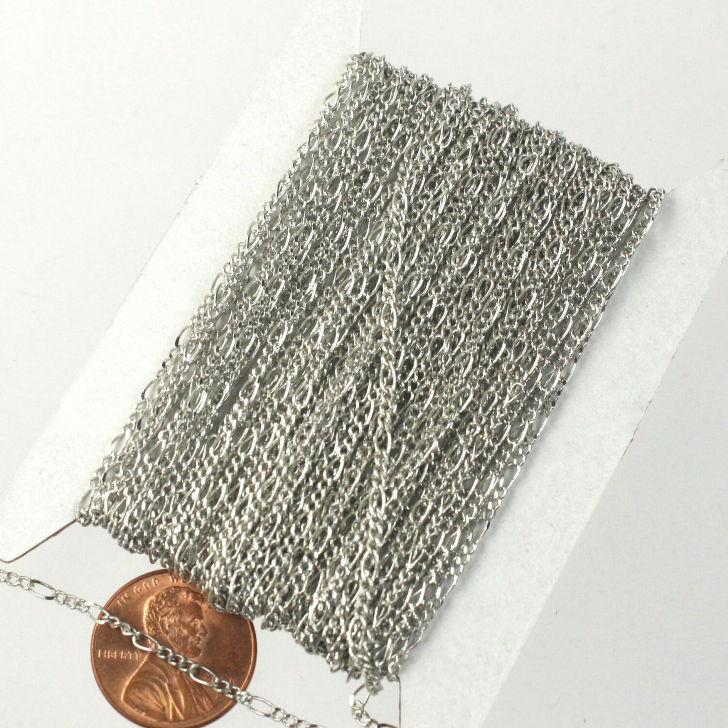 Rhodium Plated Figaro Chain Bulk, 10 ft. Spool of Antique Silver SOLDERED Chain Facet Sturdy figaro chain 1.8mm - Necklace - 1.8FIGARO