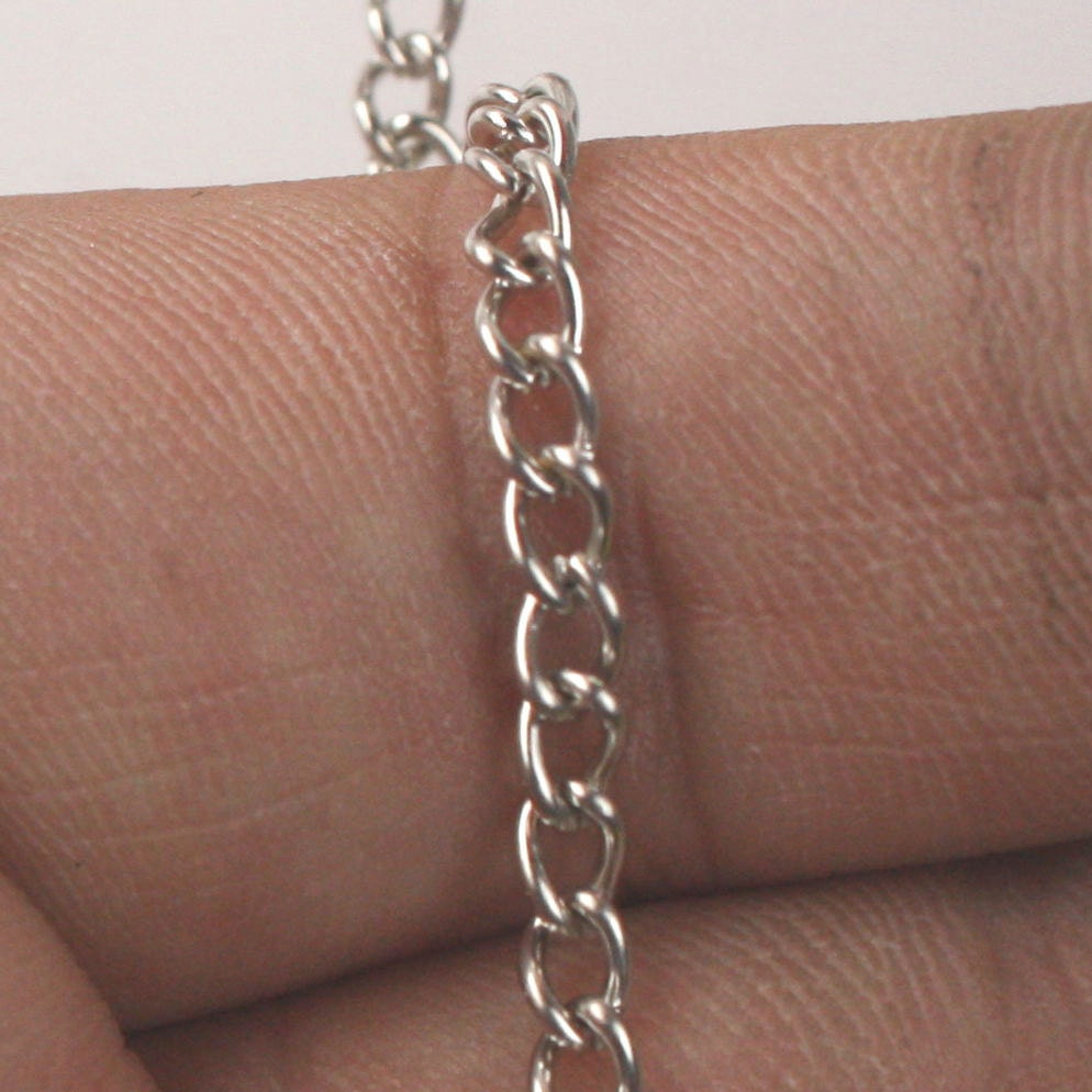 32 ft of Rhodium Plated Curb Chain - 3.0mm 0.8mm Unsoldered Link - 30CURB