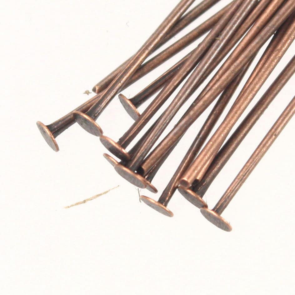 Bulk/FingerPick 300 pcs of Antique Copper Flat headpin - 1 inch 26mm 22Gauge - TPIN-22G-25
