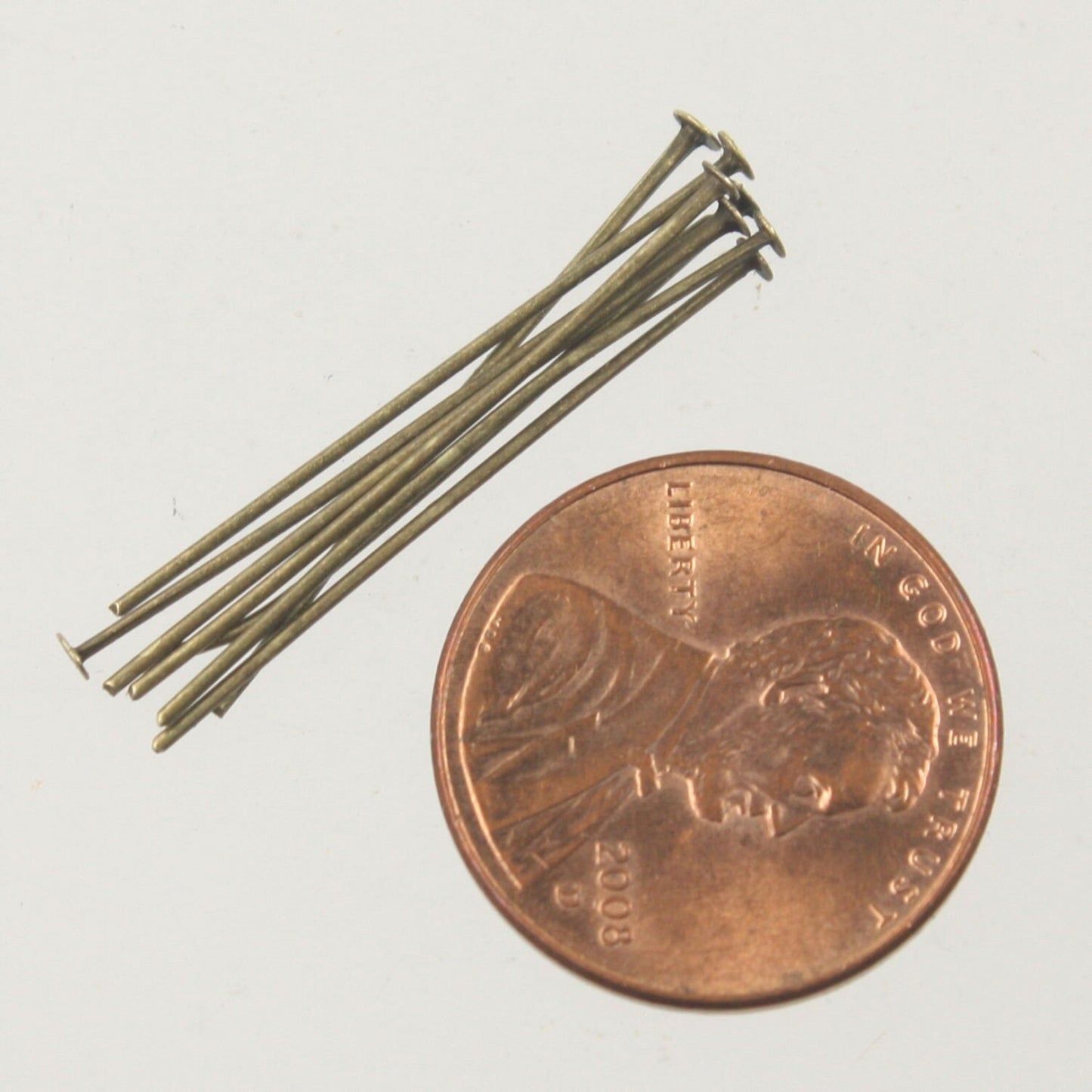 Bulk/FingerPick 300 Antique Brass FLAT Bronze Flat headpins Head Pins T Pins - 1 inch 26mm 22Gauge - TPIN-22G-25