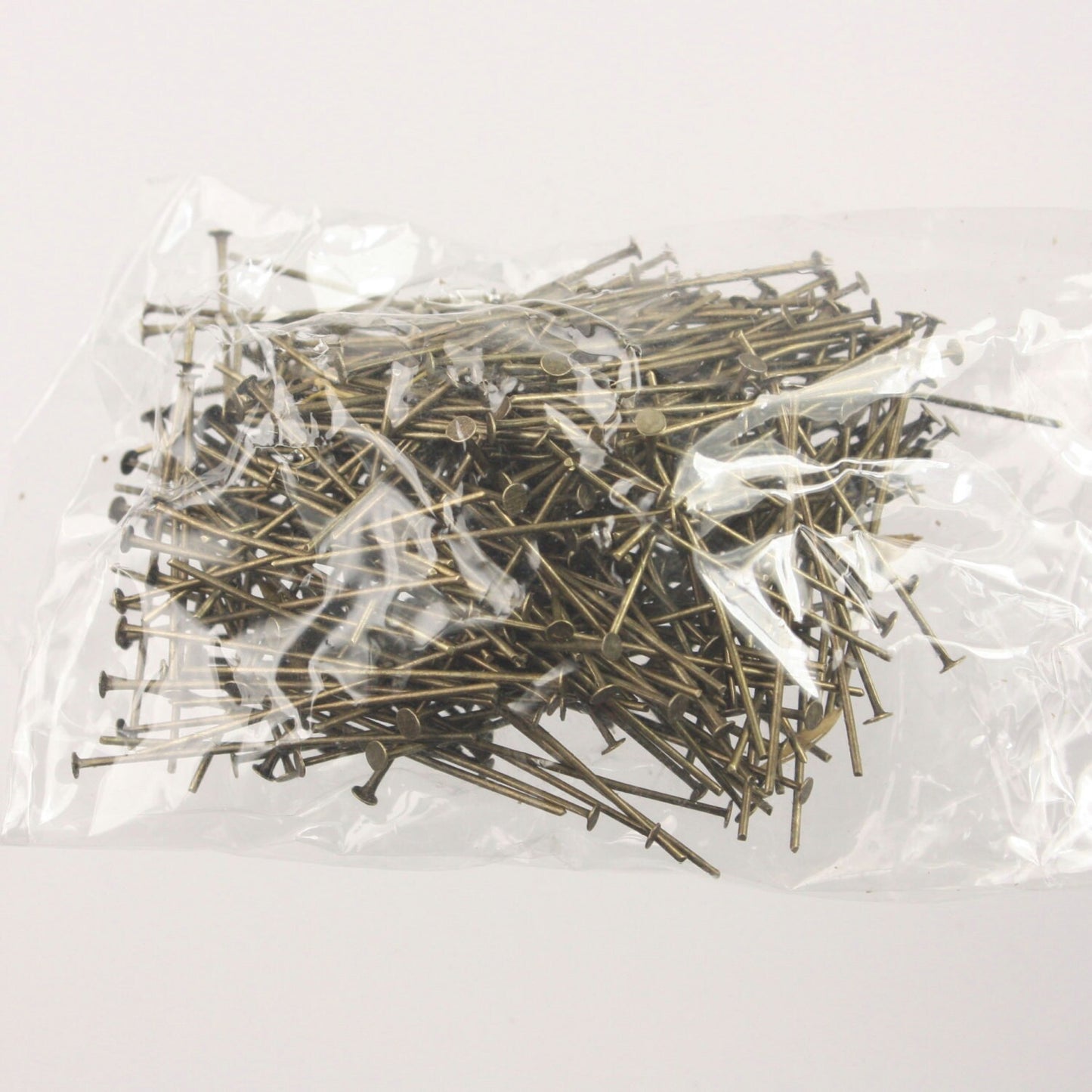 Bulk/FingerPick 300 Antique Brass FLAT Bronze Flat headpins Head Pins T Pins - 1 inch 26mm 22Gauge - TPIN-22G-25