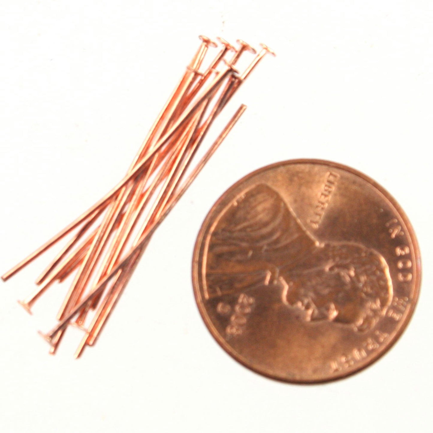 Bulk/FingerPick 300 pcs of Bright Copper Flat headpin - 1 inch 26mm 22Gauge - TPIN-22G-25
