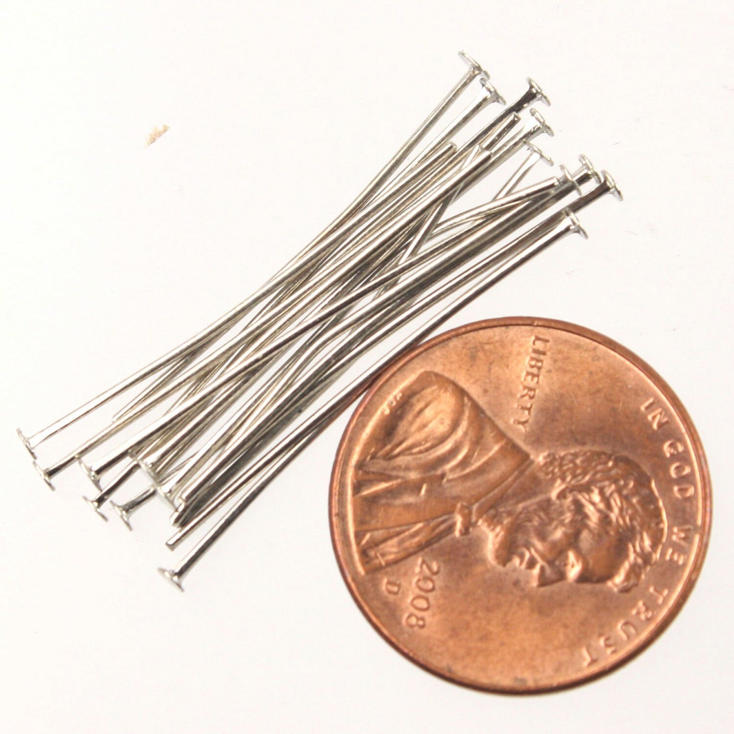 Bulk/FingerPick 300 Rhodium FLAT headpins Head Pins T Pins - 1 inch 26mm 22Gauge - TPIN-22G-25