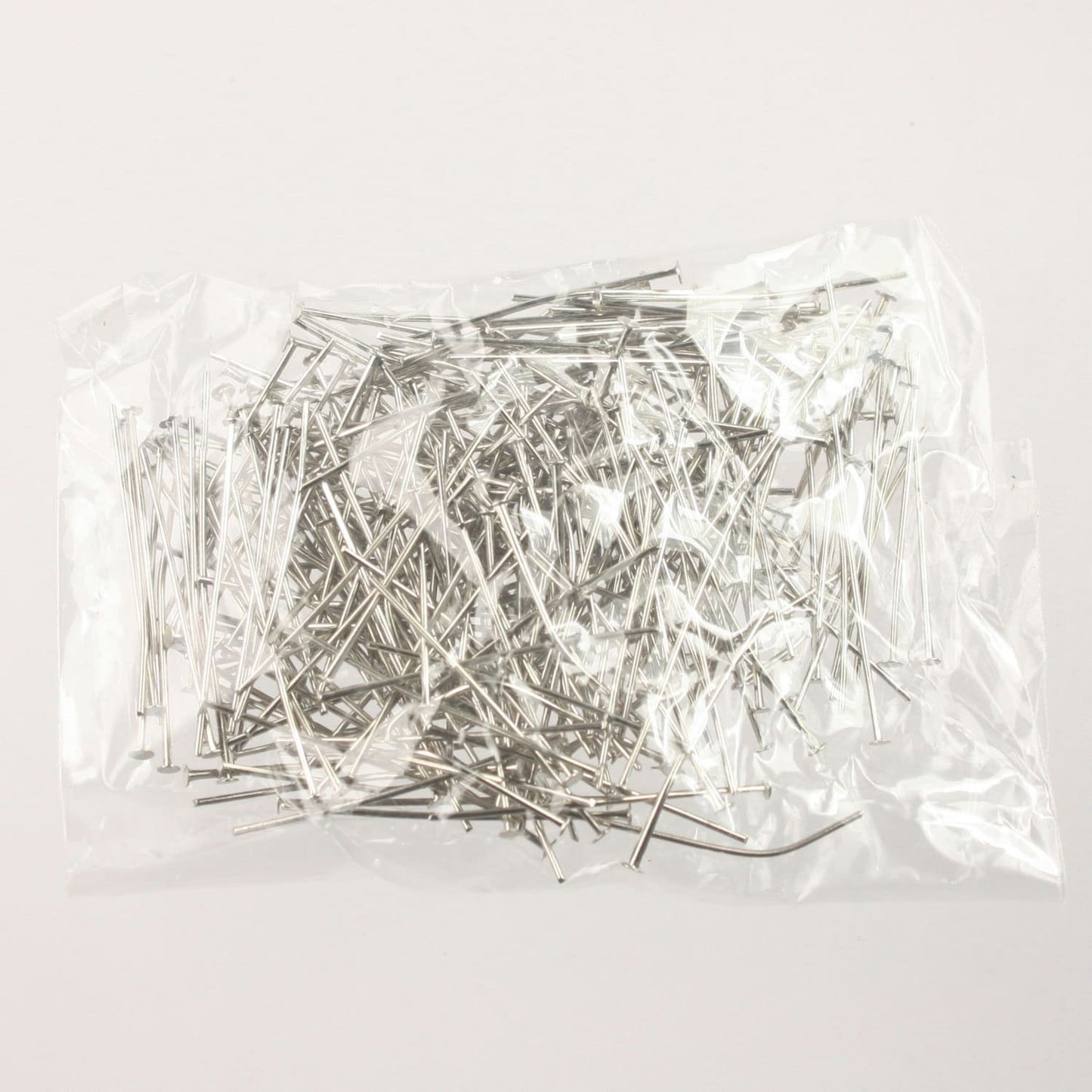 Bulk/FingerPick 300 Rhodium FLAT headpins Head Pins T Pins - 1 inch 26mm 22Gauge - TPIN-22G-25