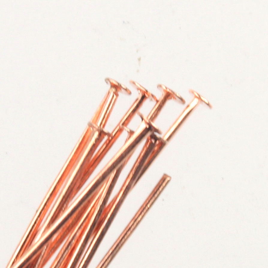 Bulk/FingerPick 300 pcs of Bright Copper Flat headpin - 1 inch 26mm 22Gauge - TPIN-22G-25