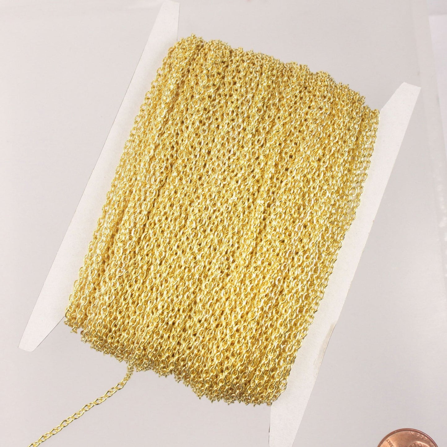 Gold Plated Cable Chain Bulk, 50 ft of Round Cable Chain 3x2.2mm 0.6mm wire - Unsoldered - Necklace DIY Bracelet - 322CA