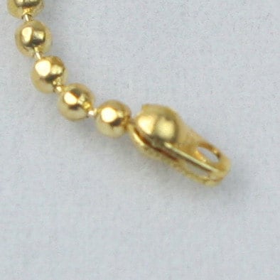 Gold Plated Ball Chain Bulk, 10 ft. spool of FACET micro ball chain - 1.2mm ball w/ FREE 10 connectors - Crimp - 12DC