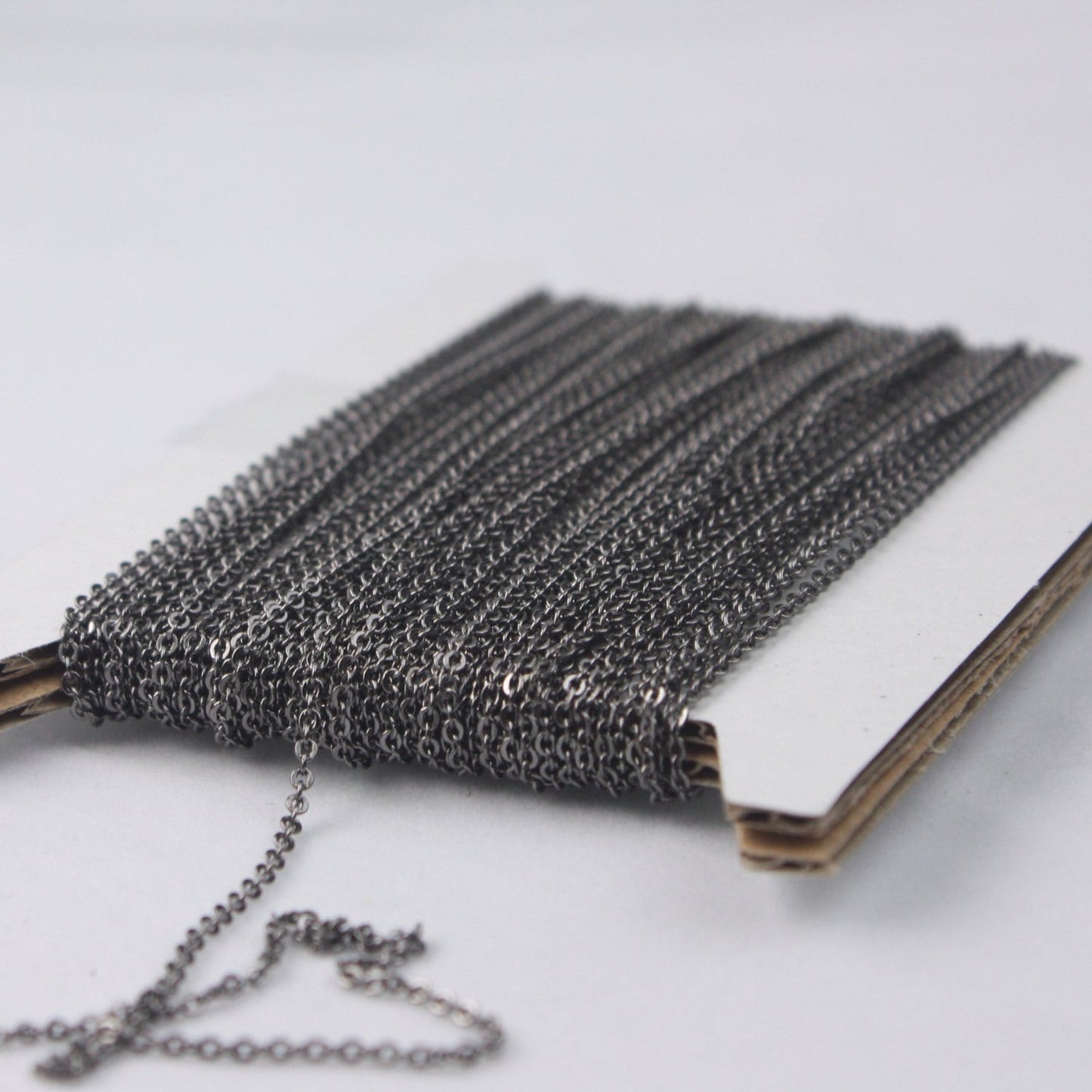 Gunmetal Bulk Chain, 300 ft of Tiny Flat Soldered Dainty Delicate Cable Chain - 2mm 2x1.4mm - Free Adequate Jumpring 500pcs - C214F