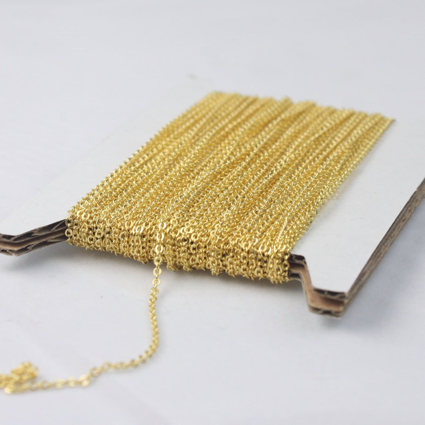 Gold Plated Chain Bulk Chain, 10 ft of Tiny Flat Soldered Dainty Delicate Cable Chain - 2mm 2x1.4mm - Free Adequate Jumpring 10pcs - C214F