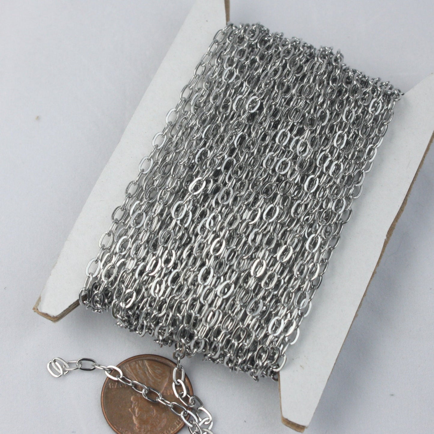 Stainless Steel chain bulk, 3 ft of Surgical Stainless Steel Soldered Sturdy Oval FLAT cable chain - 4.4x2.8mm SOLDERED Link