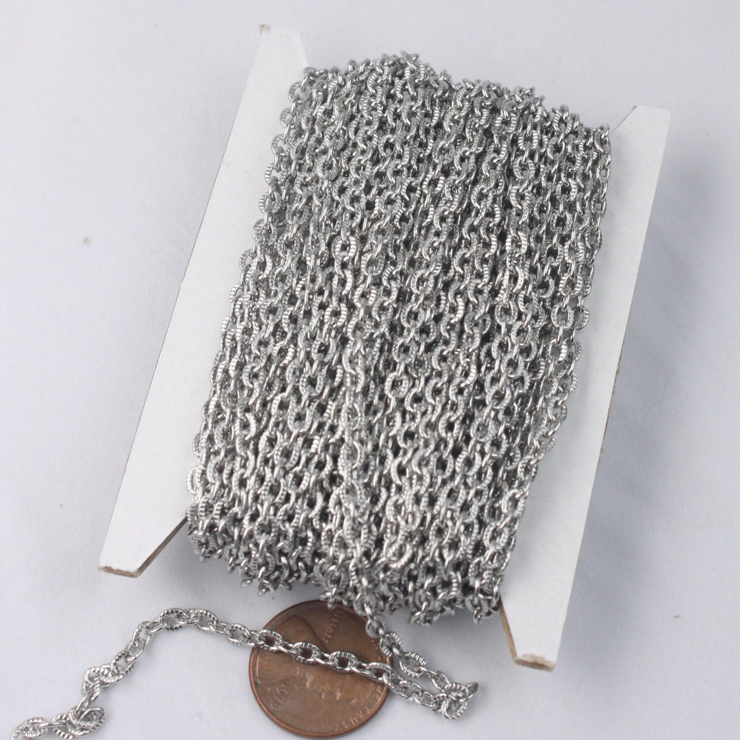Stainless Steel Textuerd Flat Cable Chain bulk, 3/10/30 feet - 4X3mm unsoldered link ST43T