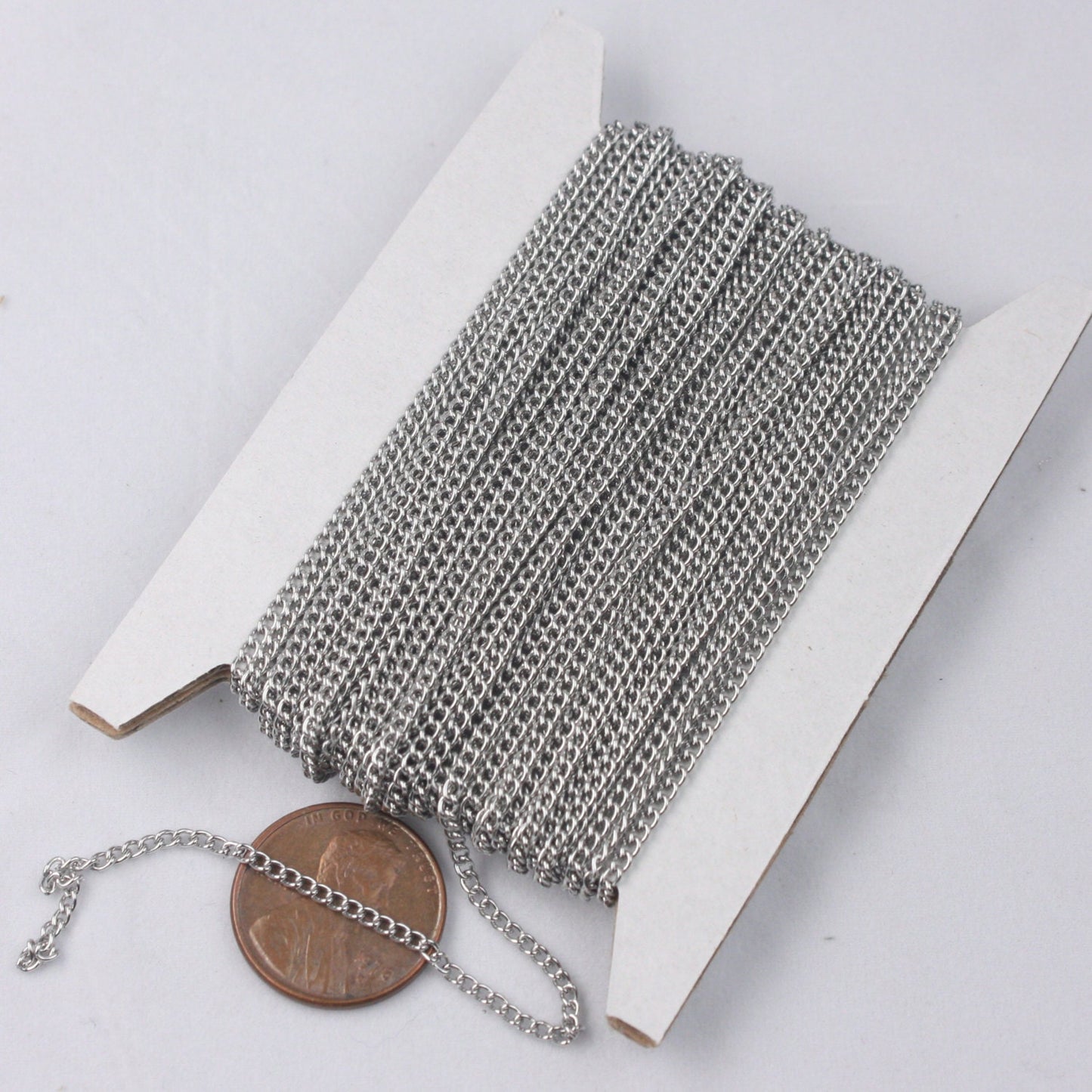 Stainless Steel chain bulk, 30ft spool of Surgical Stainless Steel 316L Sturdy tiny curb chain - 1.80mm Unsoldered Link