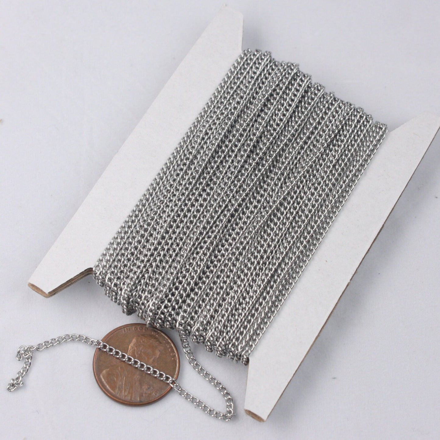 Stainless Steel chain bulk, 10 ft spool of Surgical Stainless Steel 316L Sturdy tiny curb chain - 1.80mm Unsoldered Link