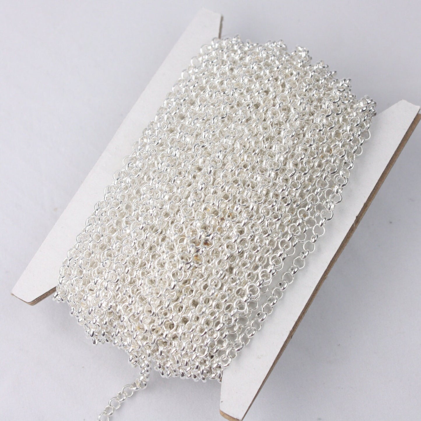 Sterling Silver Plated ROLO Chain bulk, 10 ft of SOLDERED Rolo Chain - 3.1mm Soldered Links - Wholesale Bulk - 31BL