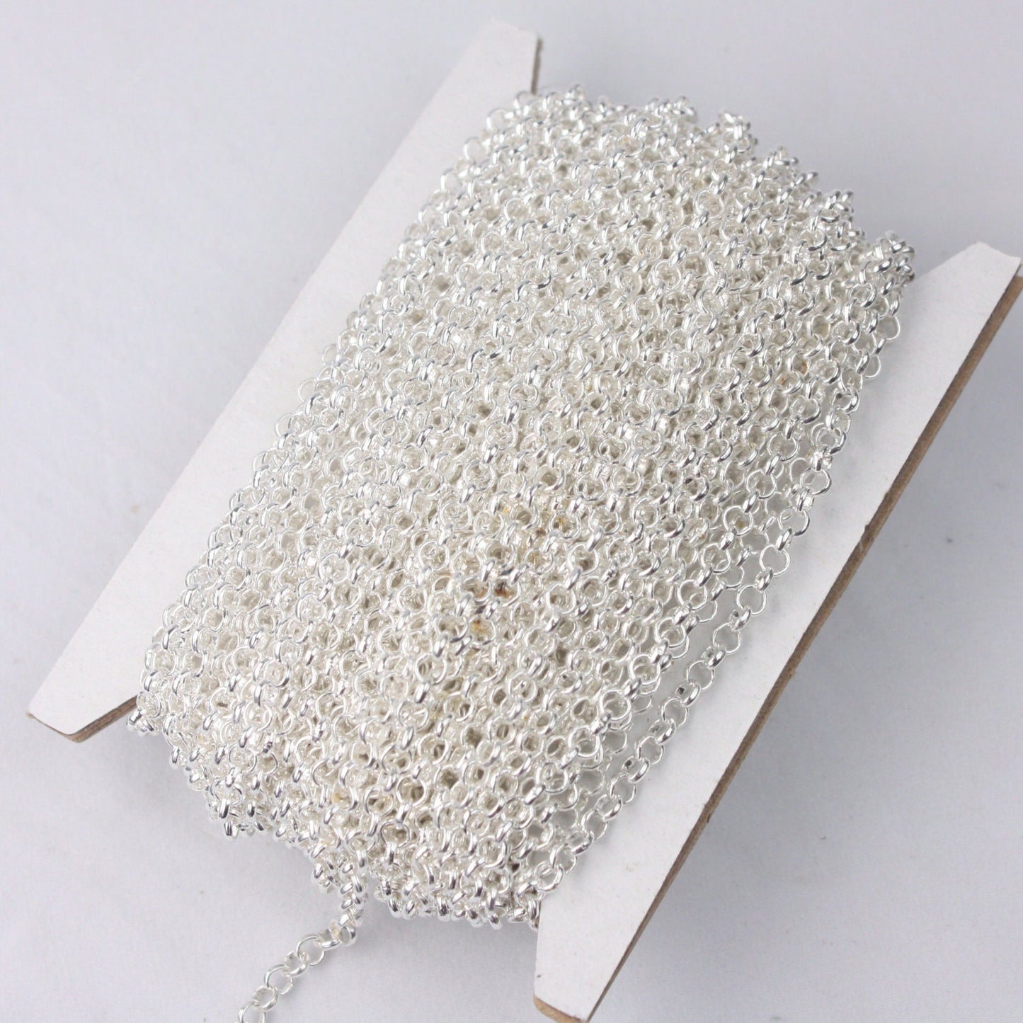 Sterling Silver Plated ROLO Chain bulk, 100 ft of SOLDERED Rolo Chain - 3.1mm Soldered Links - Wholesale Bulk - 31BL