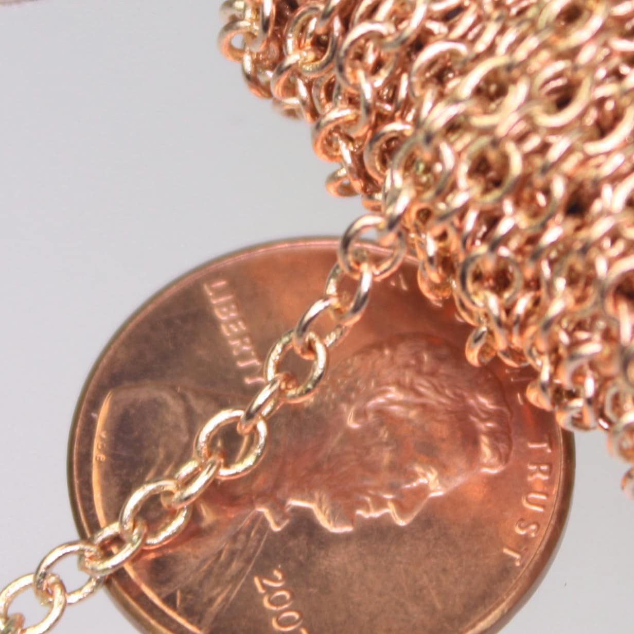 NEW 10 Ft. Raw Brass (Copper Color) No-Plated Round cable chain - 3.4x3.0mm Soldered link - Ship from USA California - 3430S