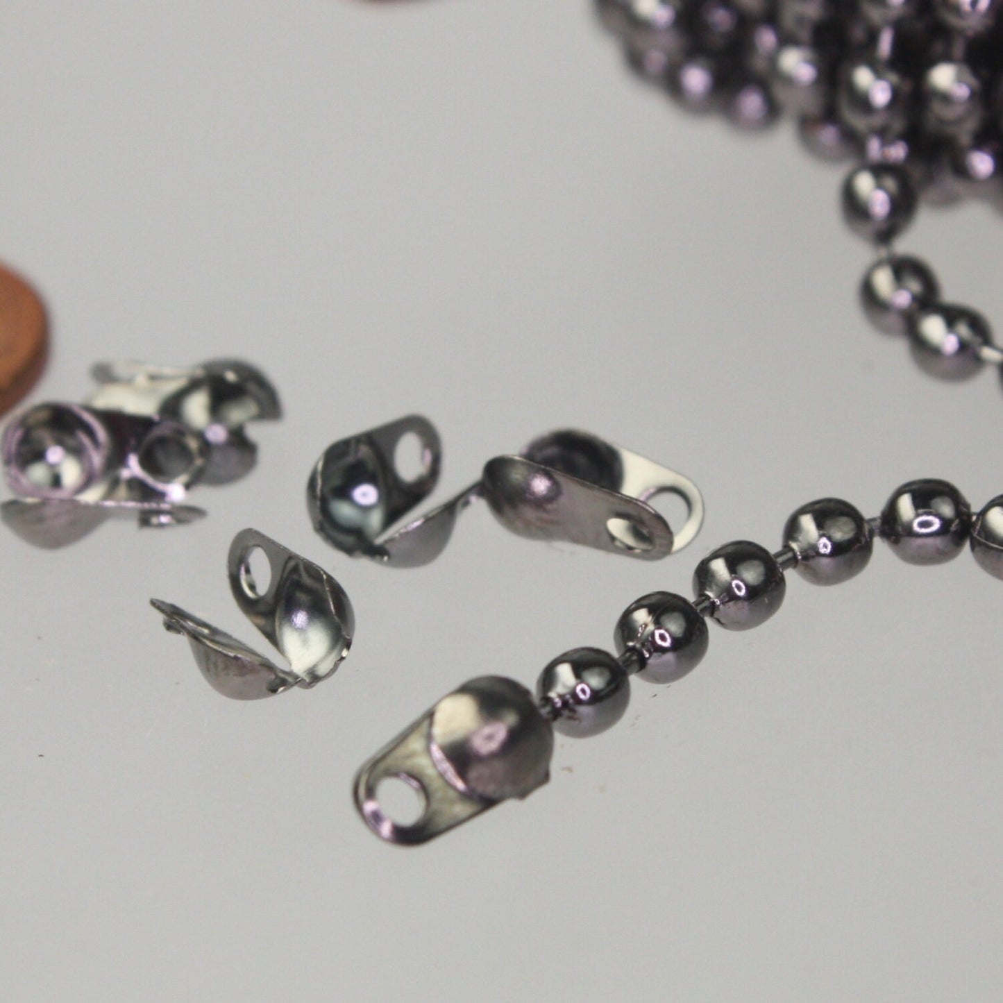 10 ft spool of Gunmetal plated BIG ball chain - 3.2mm with 5 connector(Crimp) - 32BALL