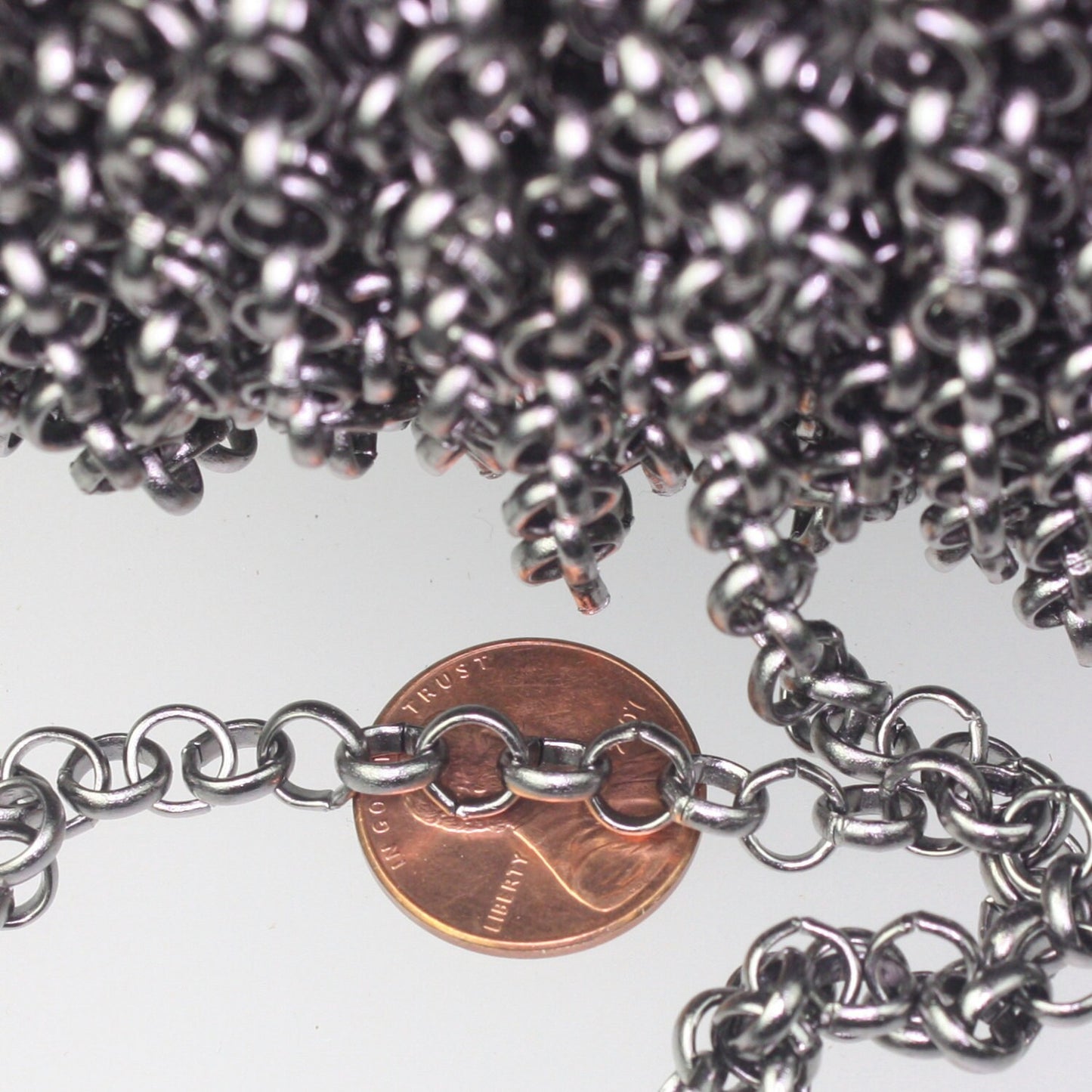 Gunmetal Rolo Chain bulk, 10 ft of Rolo Chunky BIG Cable Chain 6.2mm - Unsoldered Links - Necklace Bracelet Wholesale Bulk - 60ROLO