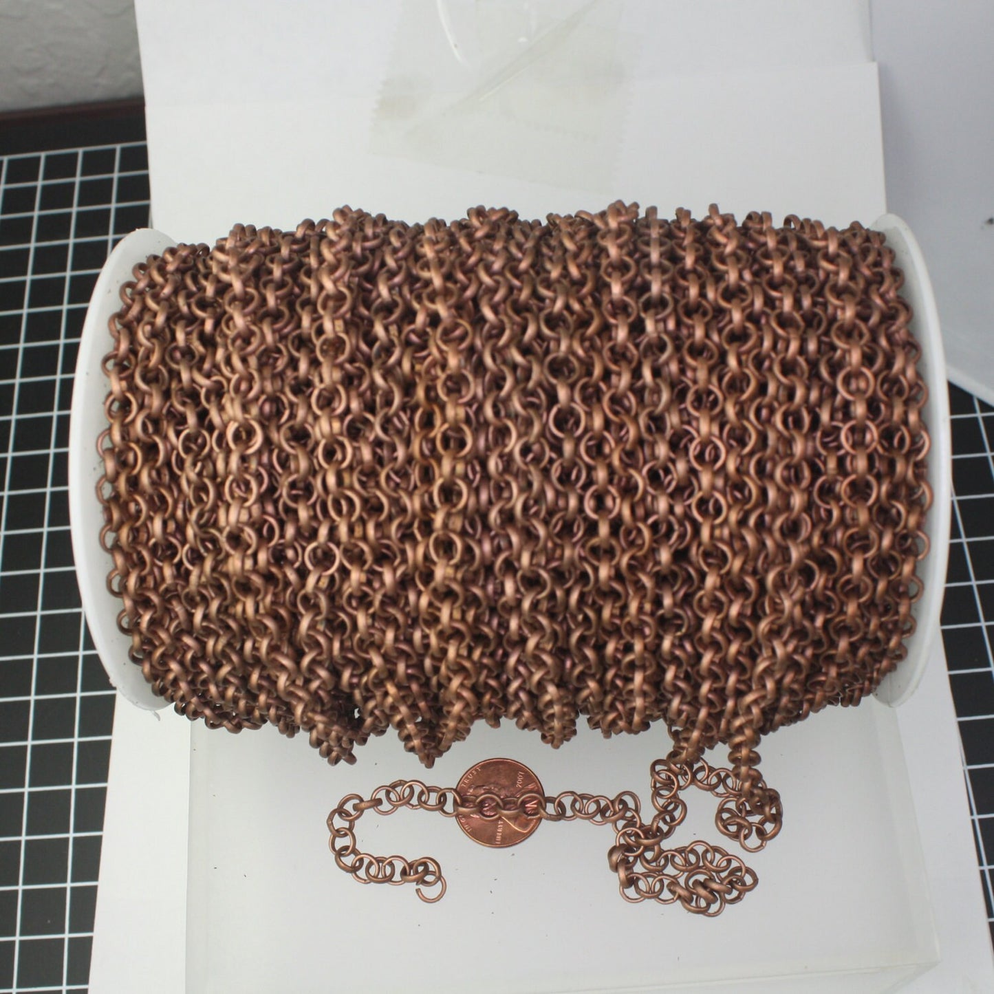 Antique Copper Rolo Chain bulk Chain, 10 ft of Rolo Cable Chain 6.0mm - Unsoldered Links - Necklace Bracelet Wholesale - 60ROLO