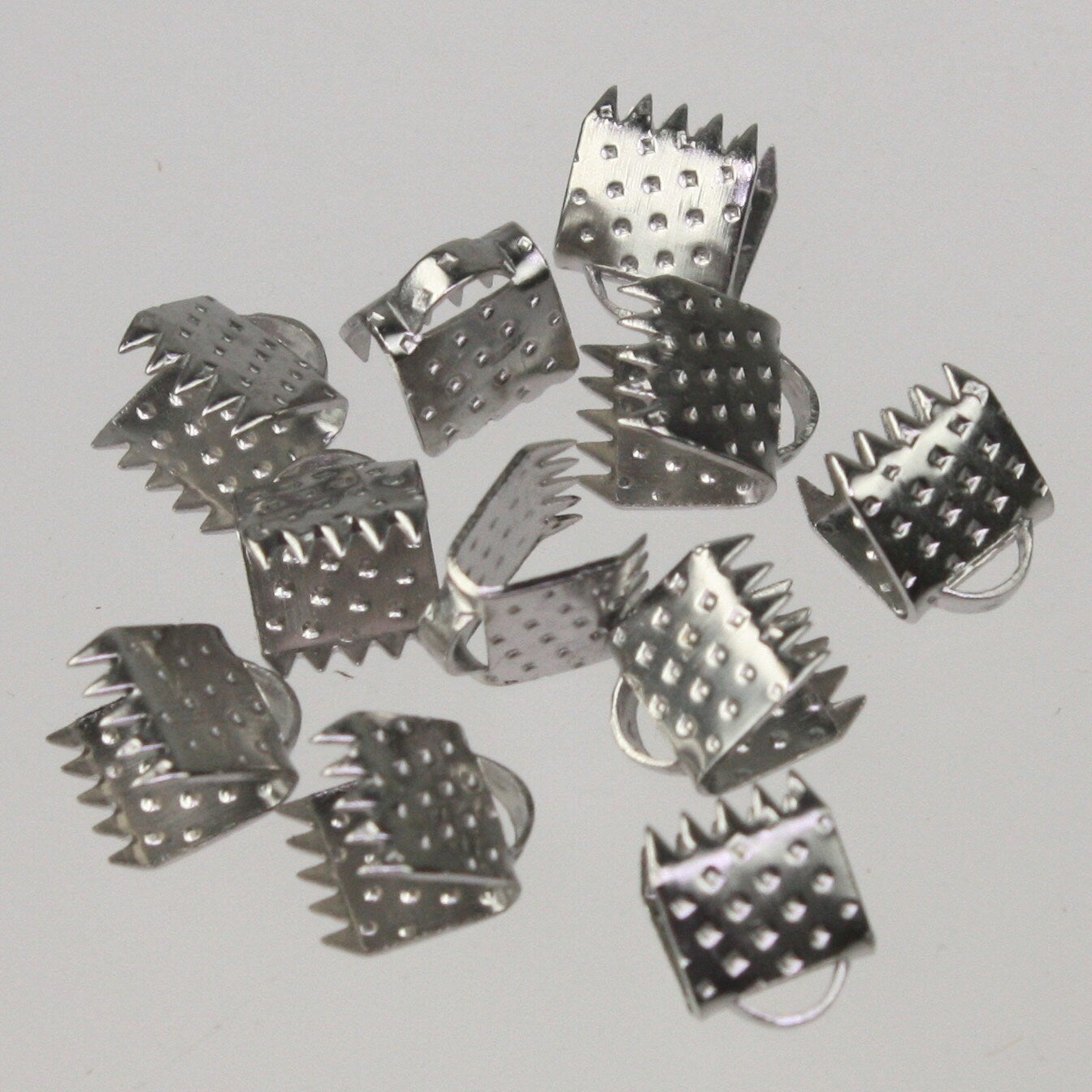 30 pcs Rhodium Plated for 6mm ribbon - 6x7mm Ribbon Clamps Connectors Clips End for Leather Charm Braid - Ship from CA USA