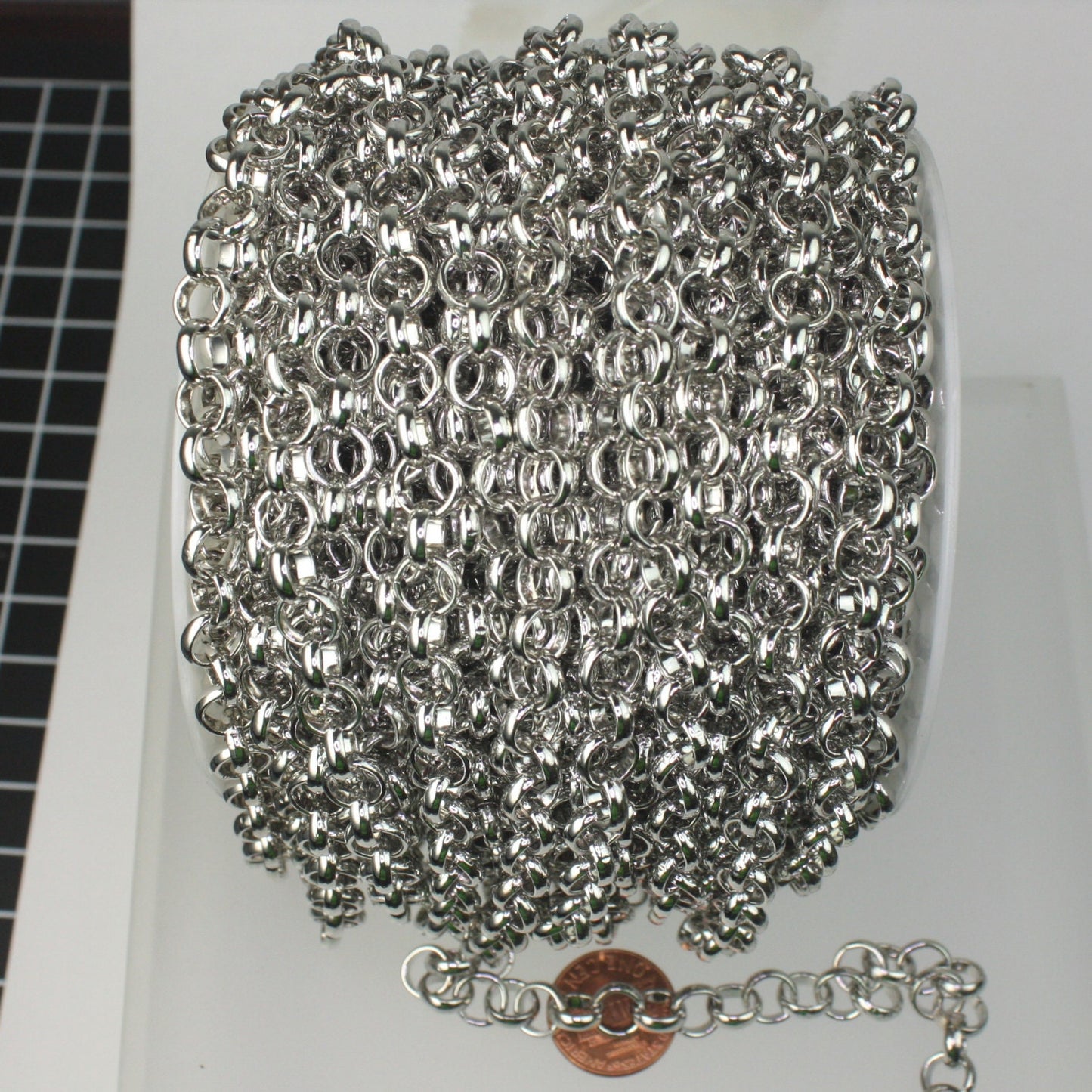 50 ft spool of Rhodium Plated Big Chunky Rolo chain Heavy Bracelet Necklace - 8.0mm(0.315 inch) - Ship from USA California