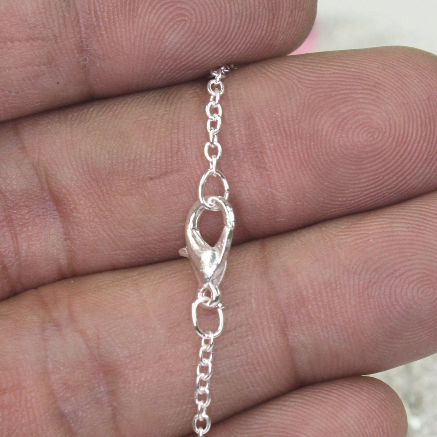 Wholesale Lot Sale 50 pcs of Ready to wear Silver Plataed SOLDERED Cable Chain Necklace with Lobster Clasp - 24inch(60cm) - NEC07S-24