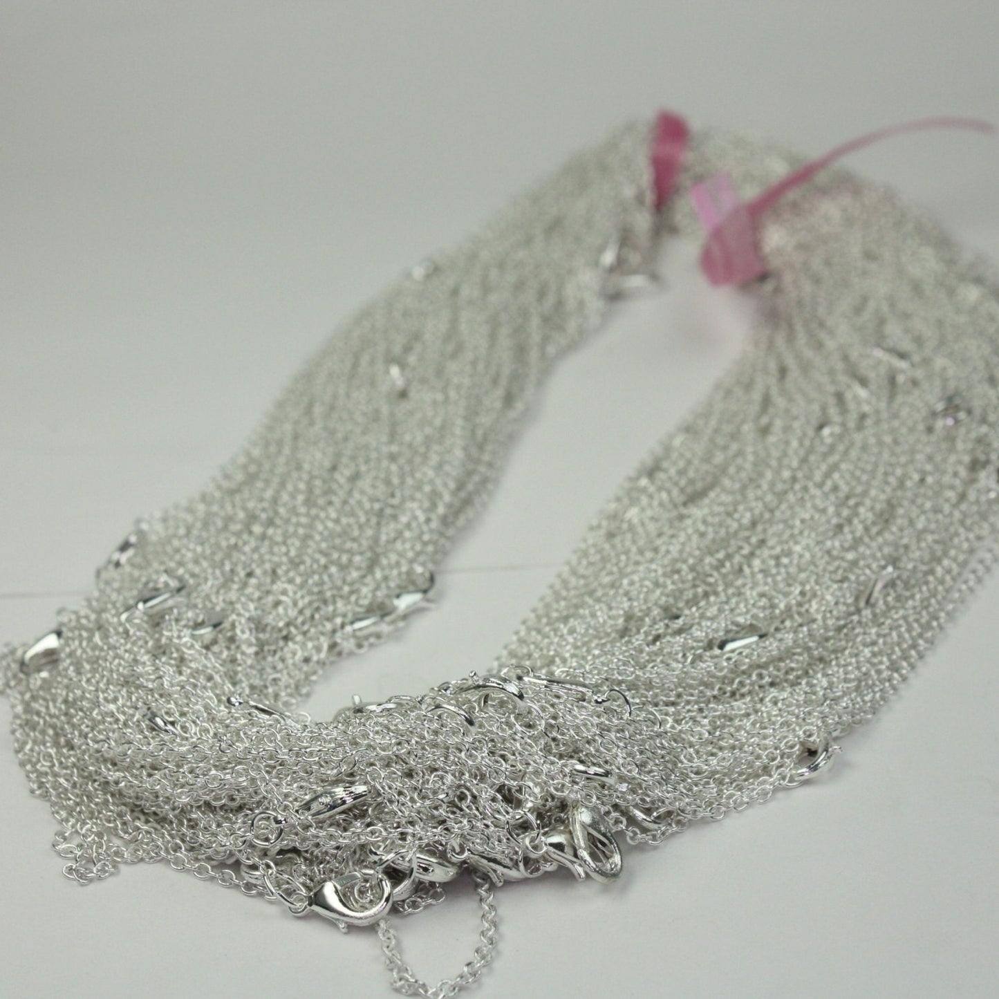 Wholesale Lot Sale 50 pcs of Ready to wear Silver Plataed SOLDERED Cable Chain Necklace with Lobster Clasp - 24inch(60cm) - NEC07S-24