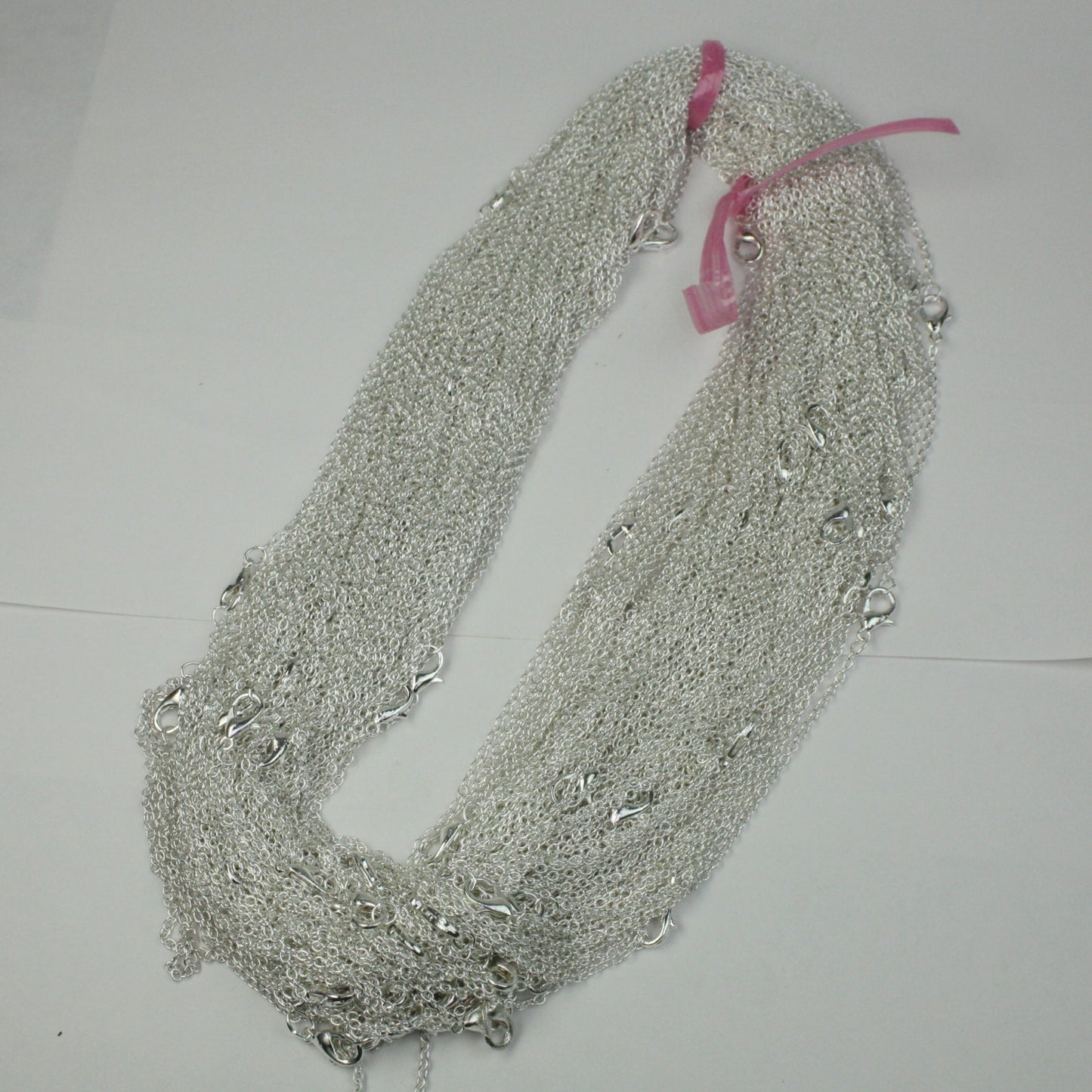Wholesale Lot Sale 50 pcs of Ready to wear Silver Plataed SOLDERED Cable Chain Necklace with Lobster Clasp - 24inch(60cm) - NEC07S-24
