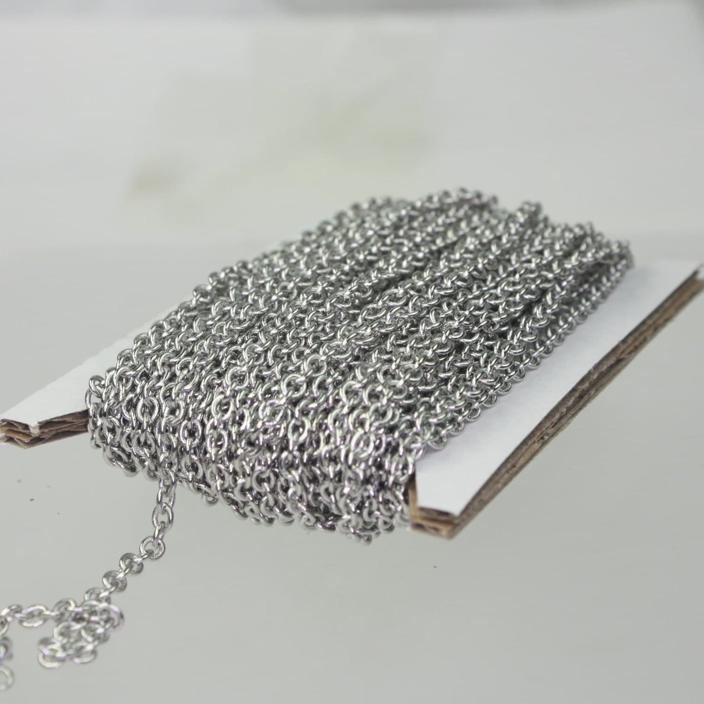10 ft. of Rhodium Plated SOLDERED Thick Fancy Cable Chain - 3x3.5mm 21G Thickness Wire SOLDERED Link - 335S