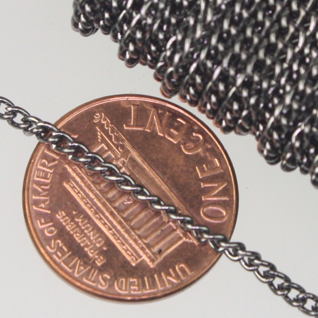 10 ft spool of Gunmetal Plated SOLDERED sturdy curb chain - 2.1mm SOLDERED link - Ship from California USA - 2.1S