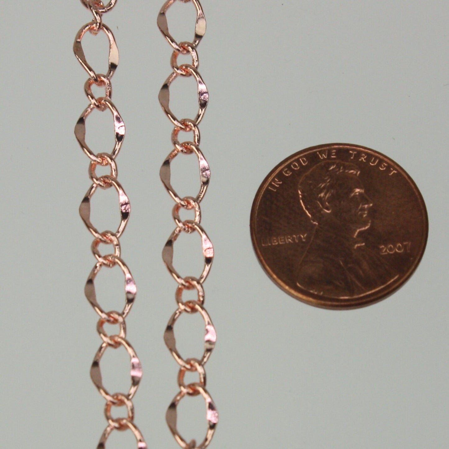 Copper Chain Bulk Chain Necklace Bracelet, 10 ft Spool of Big Hammered Chain Soldered Curb Chain - 5x8mm SOLDERED Link - 5080FG
