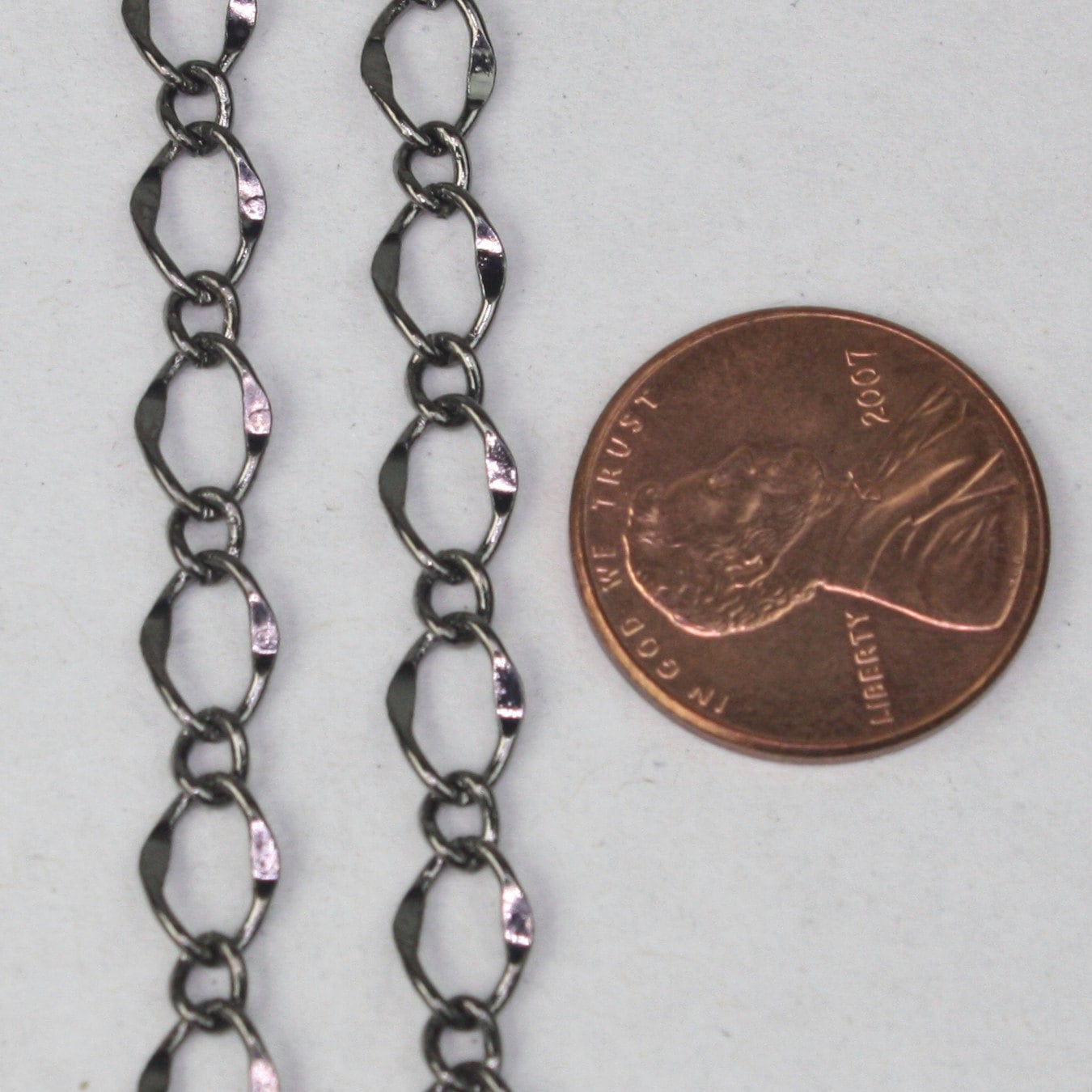 Sample 3 feet Gunmetal Chain Necklace Big Hammered Chain Soldered Curb Chain - 5x8mm SOLDERED Link bulk chain - 5080FG