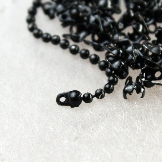 Black facet BALL Chain - 32 ft. spool of Bulk Ball chain Wholesale - 1.5mm w/ FREE 50 connectors (Crimp) - 15DC