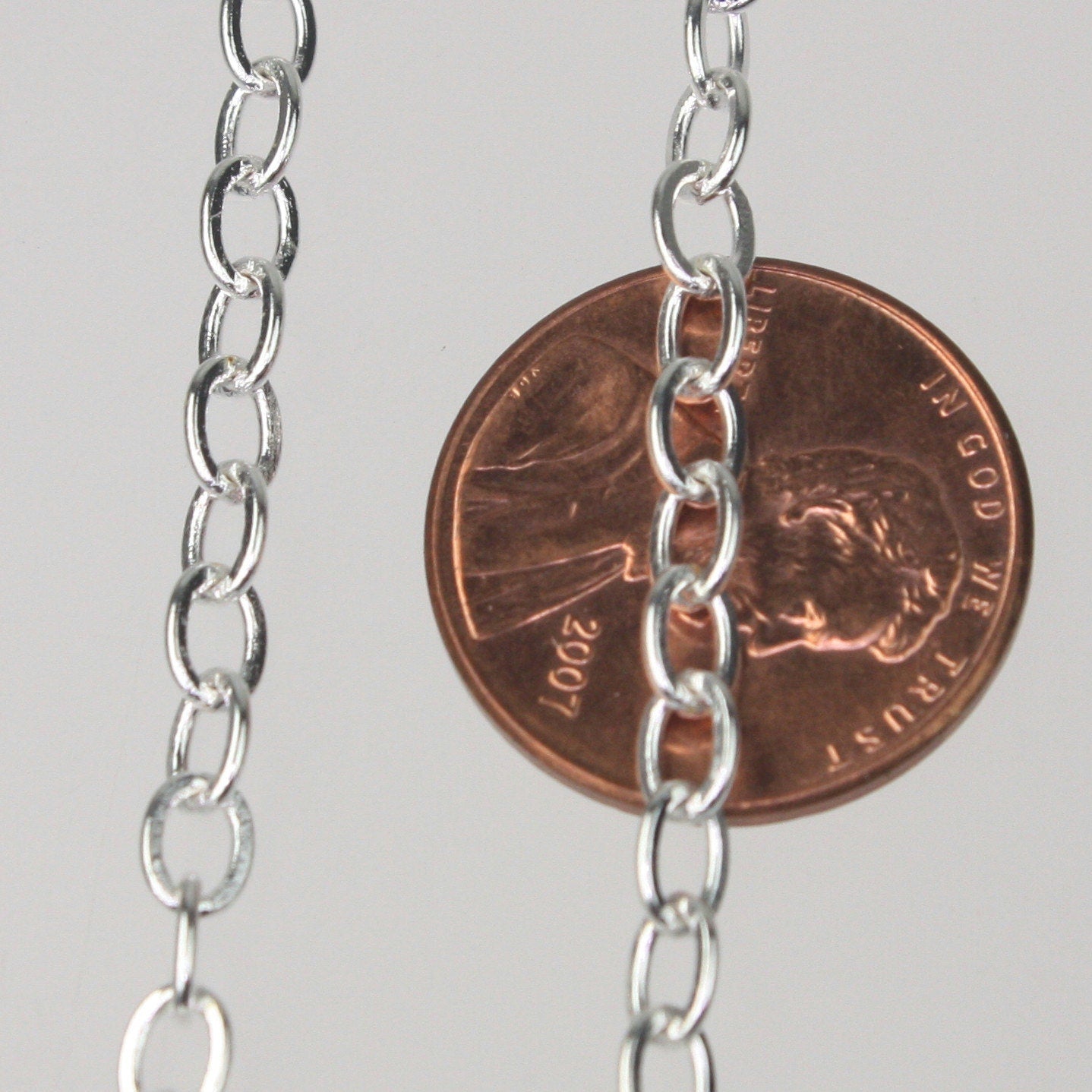 NEWnew 10ft of Silver Plated Flat Cable Sturdy SOLDERED Heavy Chain 4X5mm 22Gauge - 45F