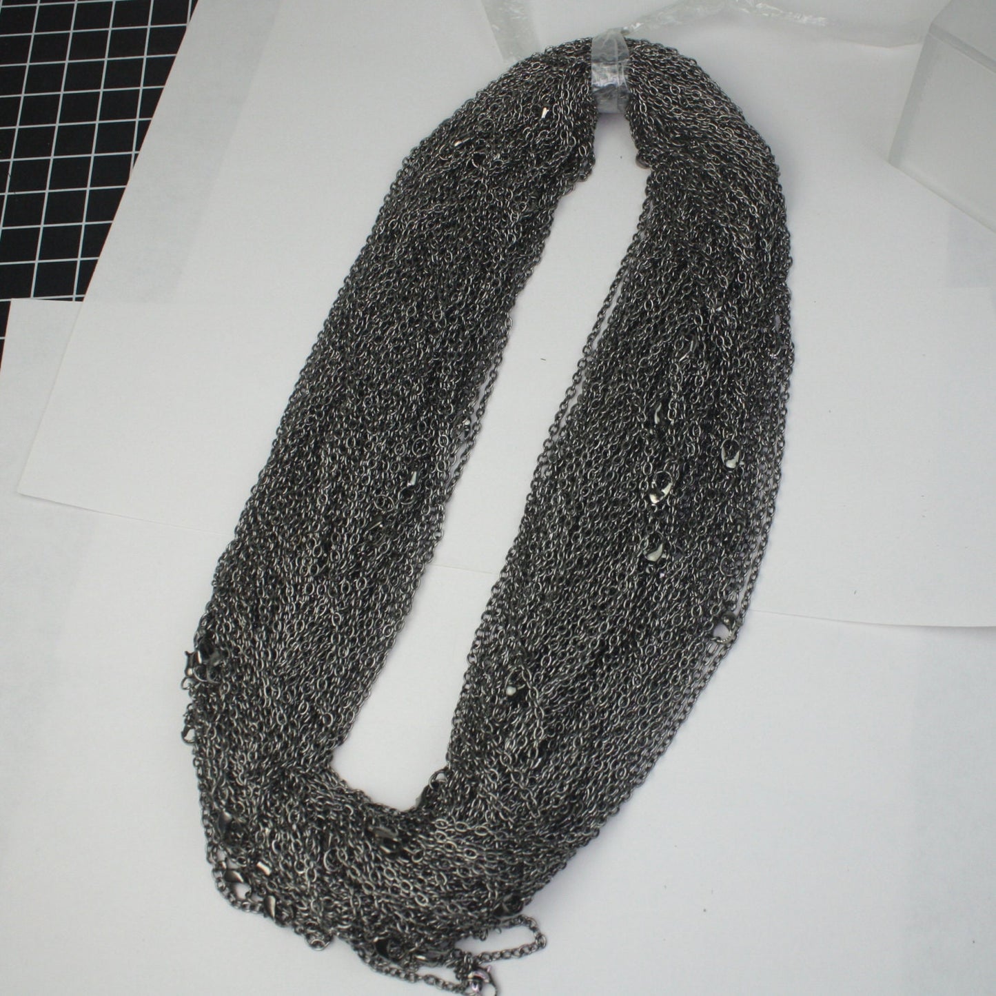 Wholesale Lot Sale 50 pcs of Ready to wear Gunmetal Cable Chain Necklace with Lobster Clasp - 24inch(60cm) - NEC07S-24