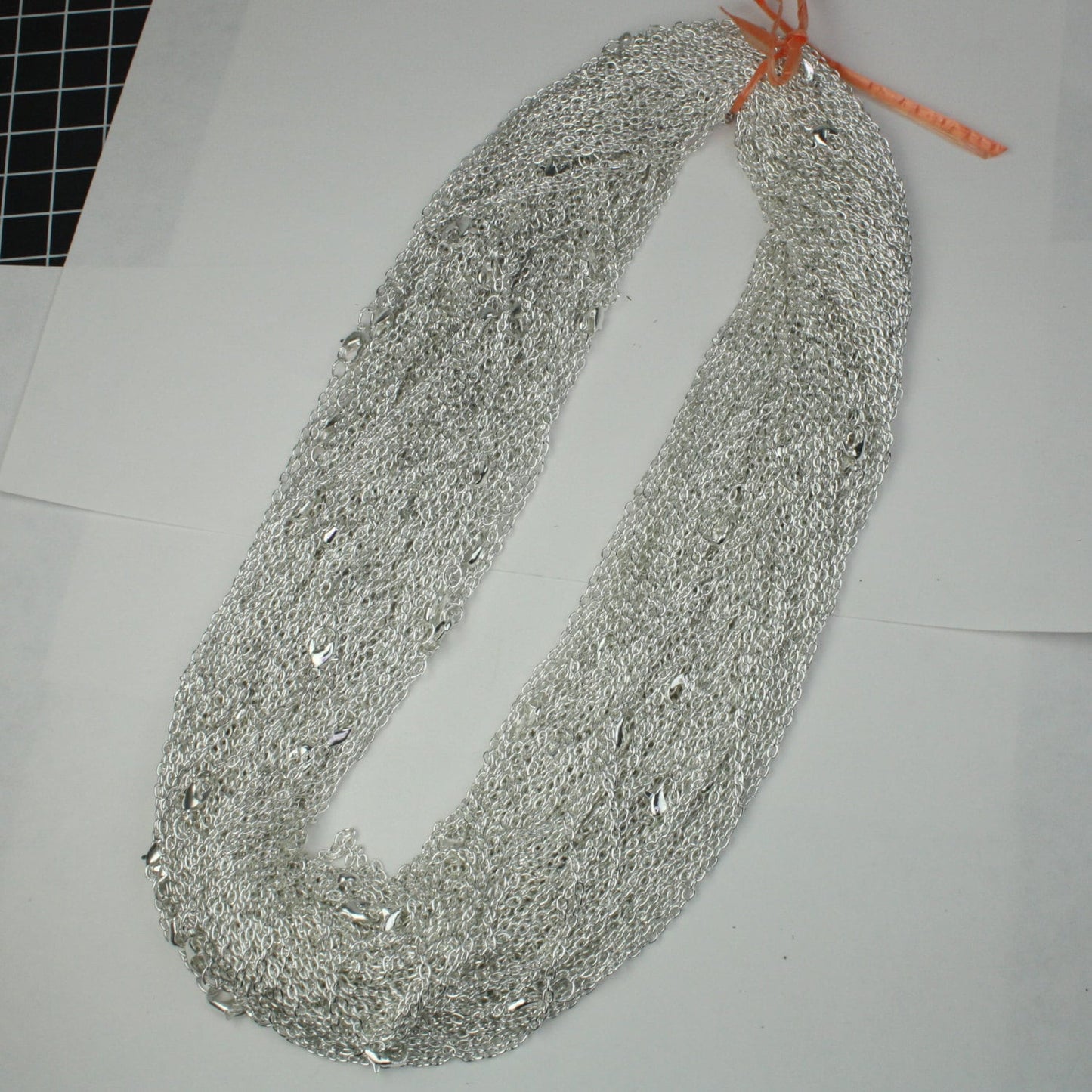 5 pcs of Ready to wear Silver Plated Cable Chain Necklace with Lobster Clasp - 24inch(60cm) - NEC07S-24