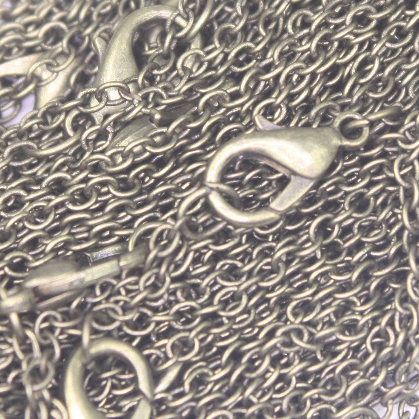 Antique Brass Chain, 5 pcs of Ready to wear Antique Bronze SOLDERED Cable Chain Necklace with Lobster Clasp - 20inch(52cm) - NEC245S-20