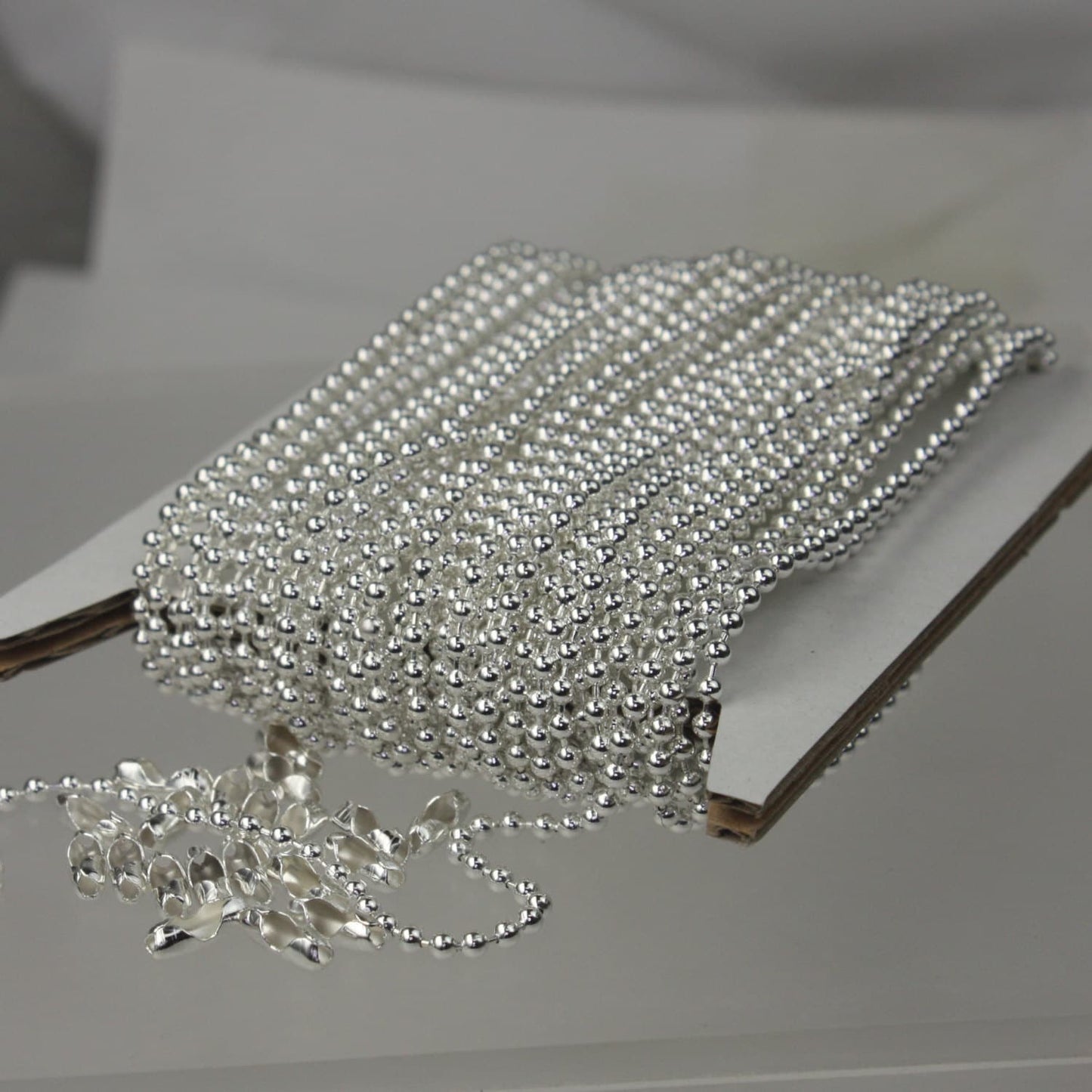 100 Feet Sterling Silver Plated Chain Bulk - 2.4mm Ball Chain - ROUND BALL chain - w/ FREE 100pcs Connectors (Insert) - 24BALL