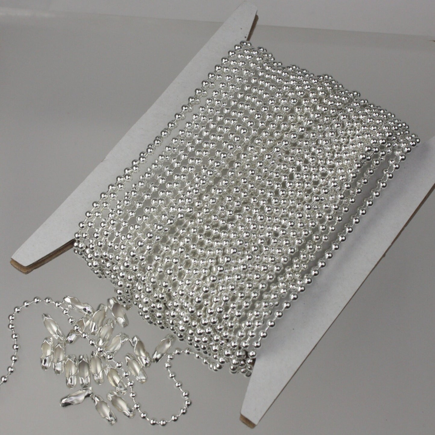 Sterling Silver Plated Chain Bulk, 12 ft. spool of ROUND BALL chain - 2.4mm ball size - w/ FREE 10pcs Connectors (Insert) - 24BALL