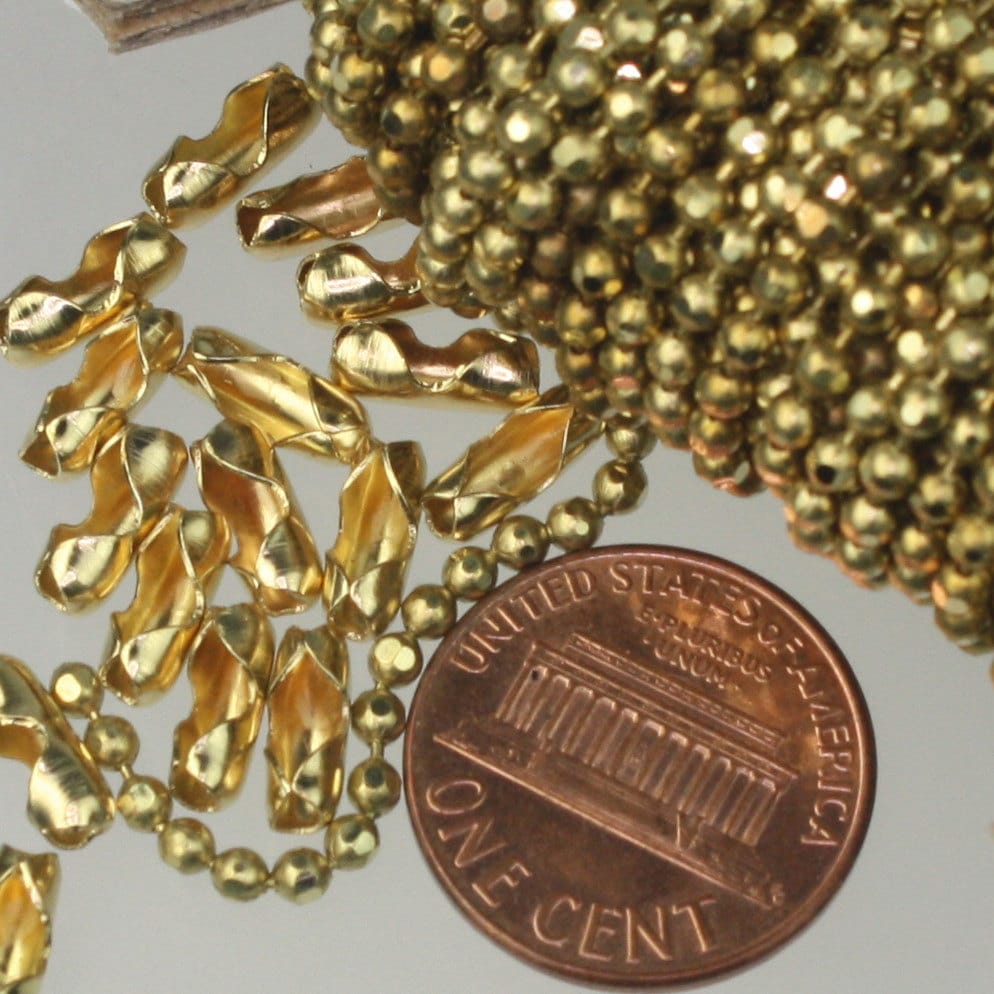 50 pcs of RAW Brass ball chain insert type connector for 2.4mm chain