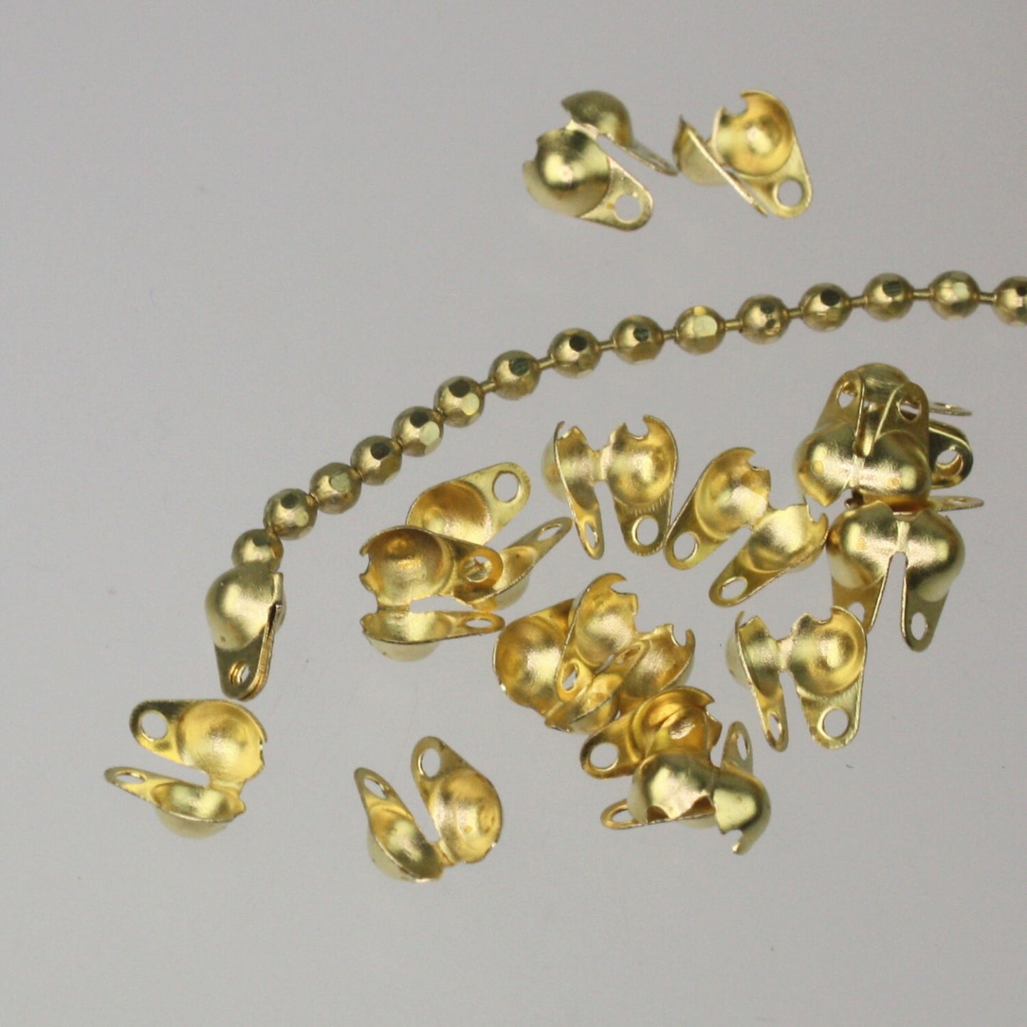 25ft. RAW Brass Faceted Ball Chain - 2.4mm Ball - with Free CrimpType Connector (10 pcs)