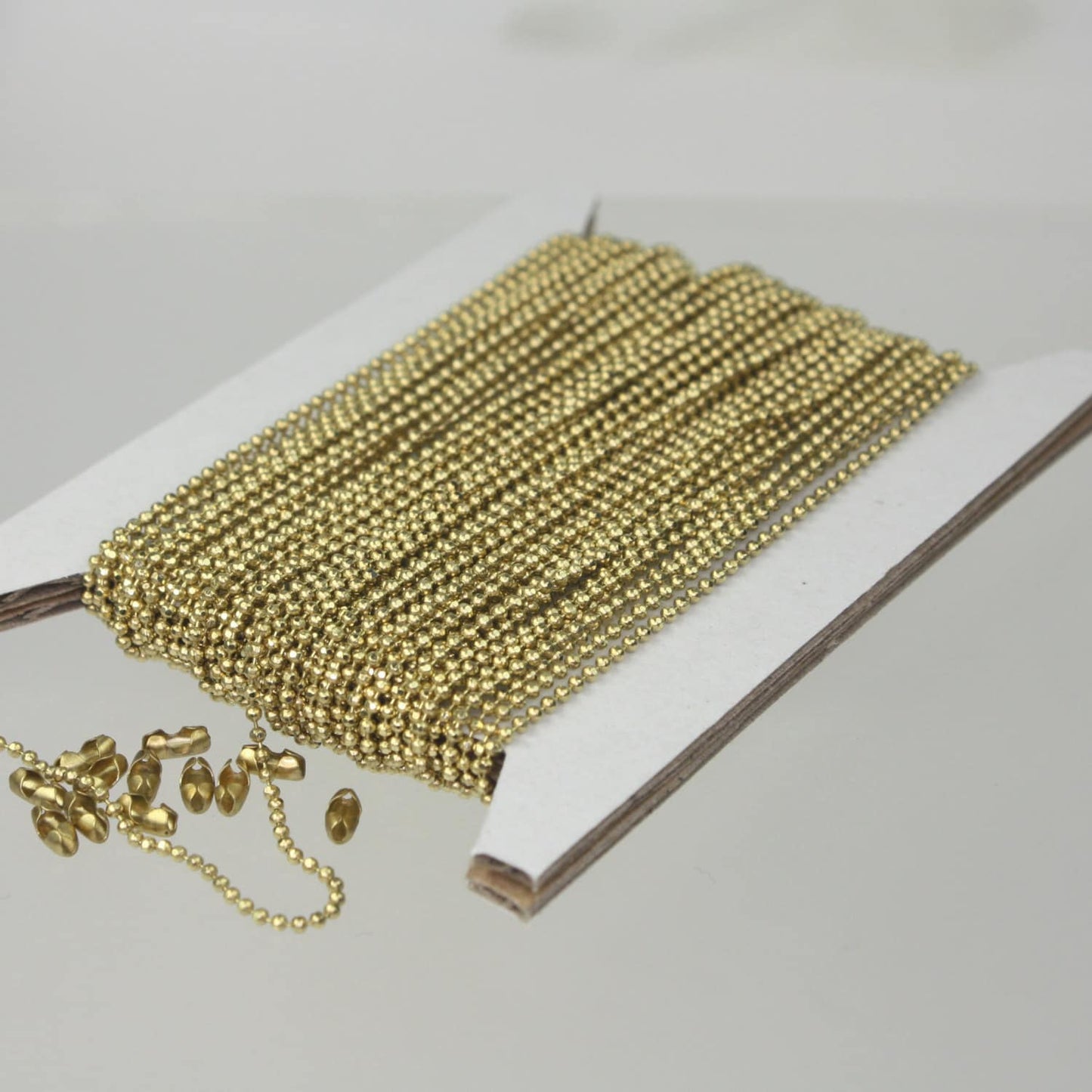 raw Brass Ball Chain Bulk, 32 ft. spool of FACET micro ball chain - 1.2mm ball - 12DC