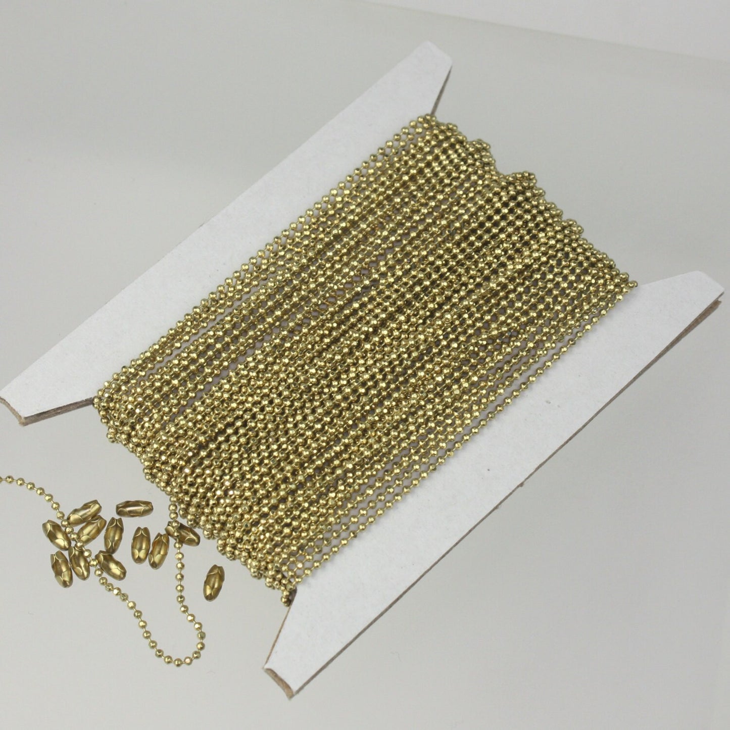raw Brass Ball Chain Bulk, 32 ft. spool of FACET micro ball chain - 1.2mm ball - 12DC