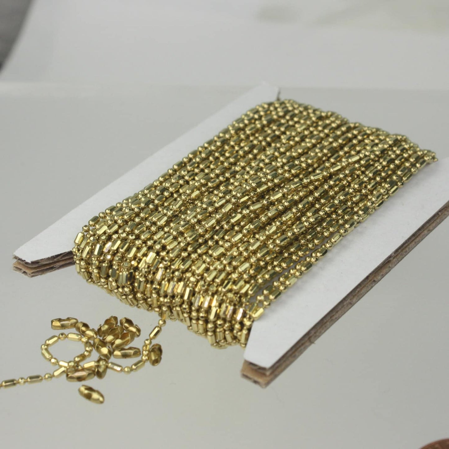 32 Ft. RAW Brass Faceted Ball Chain - 1.5mm Long and Short ball size- ship from California USA - 15DC