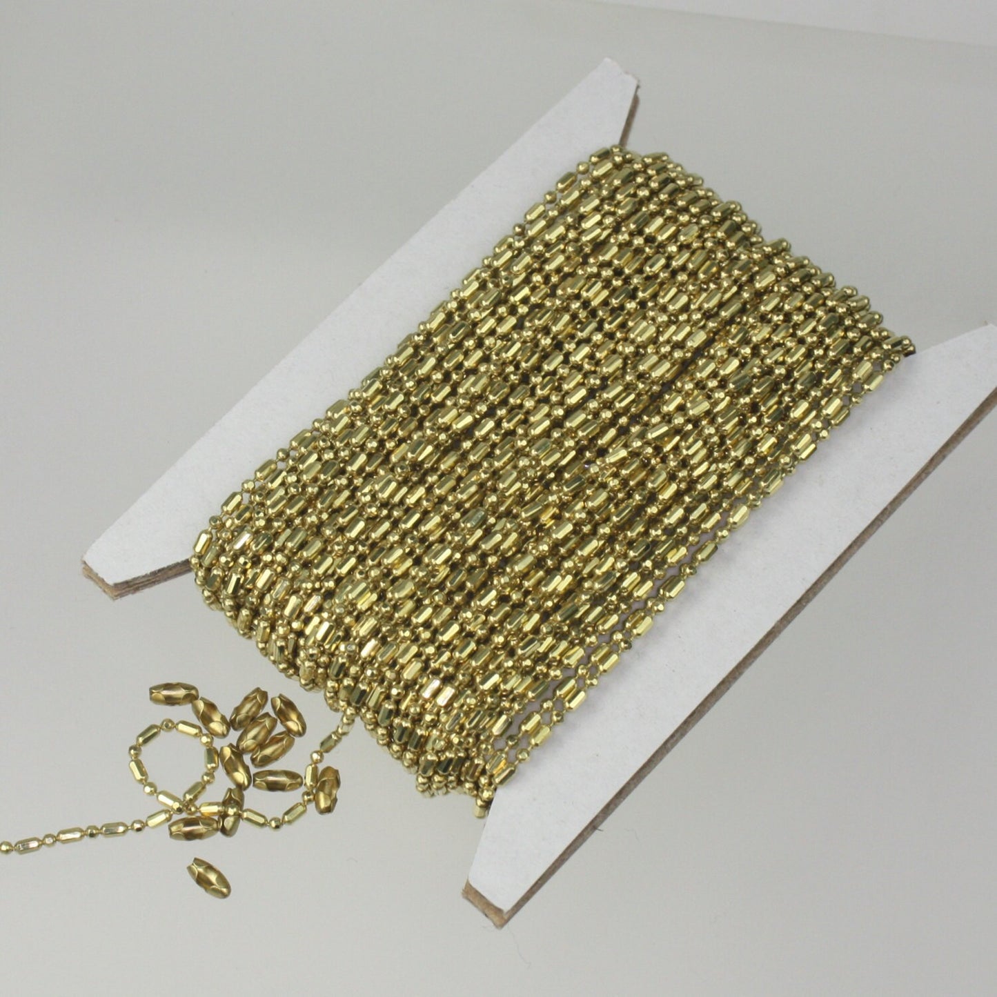 32 Ft. RAW Brass Faceted Ball Chain - 1.5mm Long and Short ball size- ship from California USA - 15DC