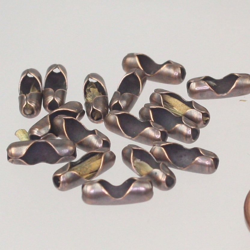 Antique Copper Chain Bulk Chain, 100 ft. spool of ROUND ball chain - 2.4mm ball size - with FREE 100pcs Connectors (Insert) - 24BALL